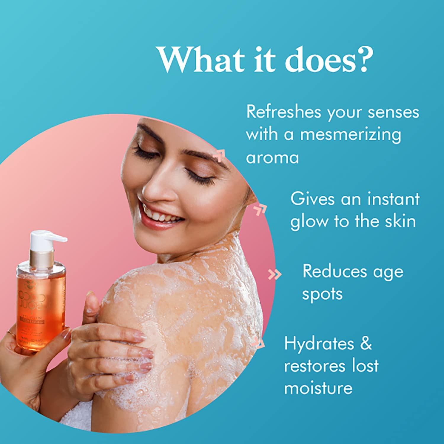 Natural Coconut & Ayurveda Shower Gel - Sulfate Free, Paraben Free, Vegan, No Mineral Oil or Silicones - 200ml for Sensitive Skin & Daily Hydration