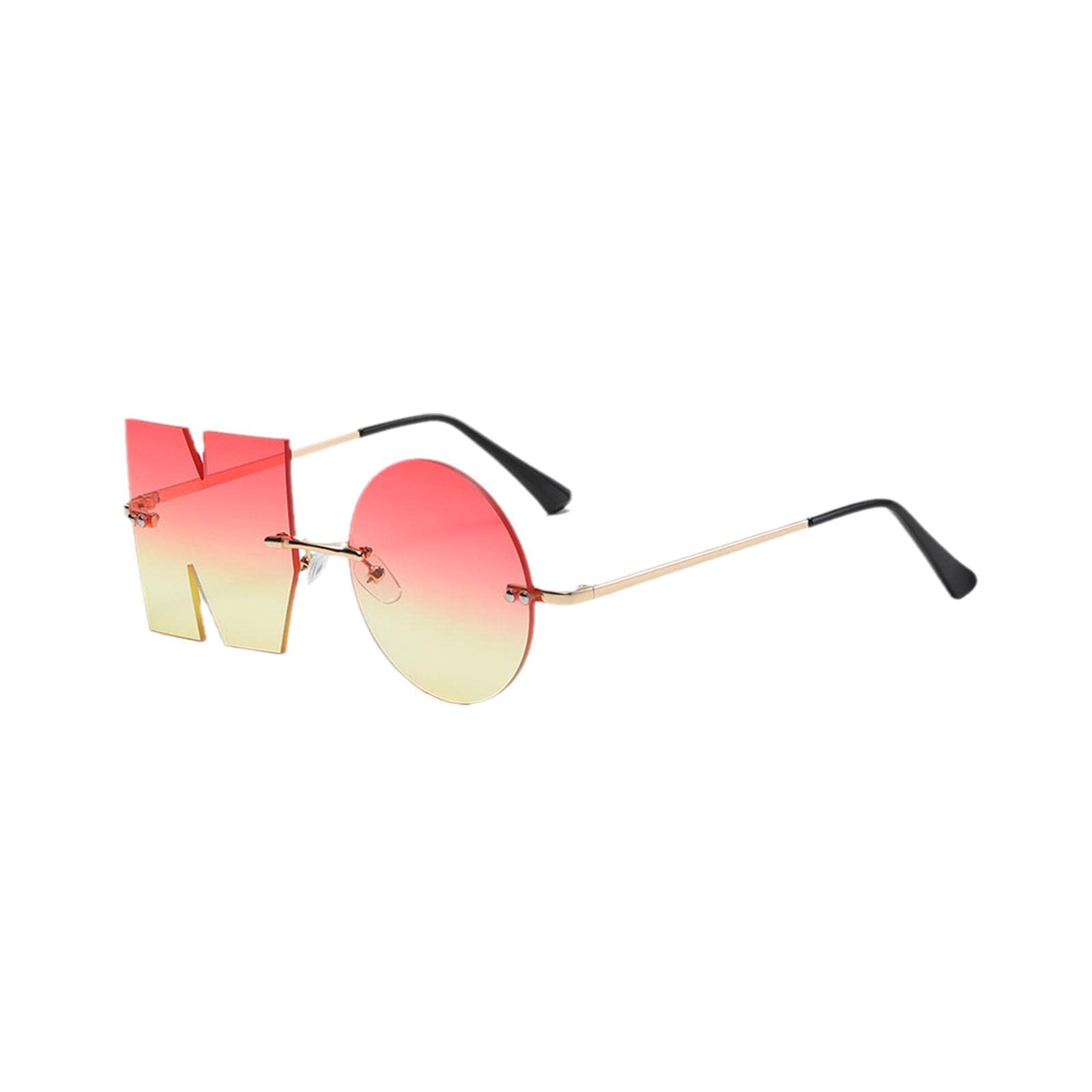 Vintage Rimless Sunglasses for Women & Men - UV400 Protection Fashion Letter NO Punk Goggles - Stylish Shades for Outdoor Activities, Beach, Driving & Summer Fashion Accessories