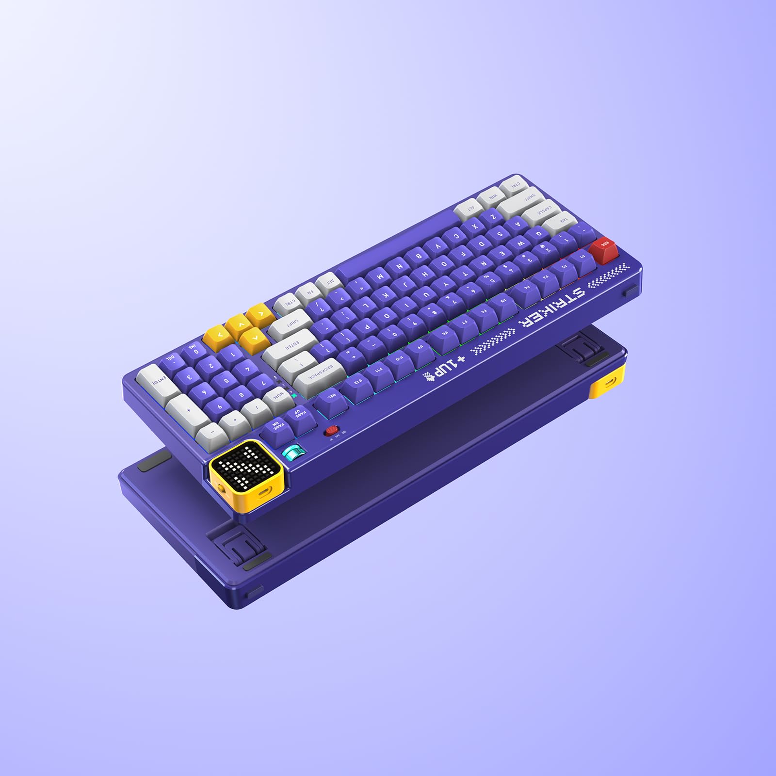 NYXI Striker Retro Mechanical Gaming Keyboard - 97 Keys, Bluetooth/2.4G/USB-C Hot Swappable, RGB Backlit with Display Screen, Gasket Structure for Win/Mac/iOS - Perfect for PC Gaming, Office Work & Streaming Setup