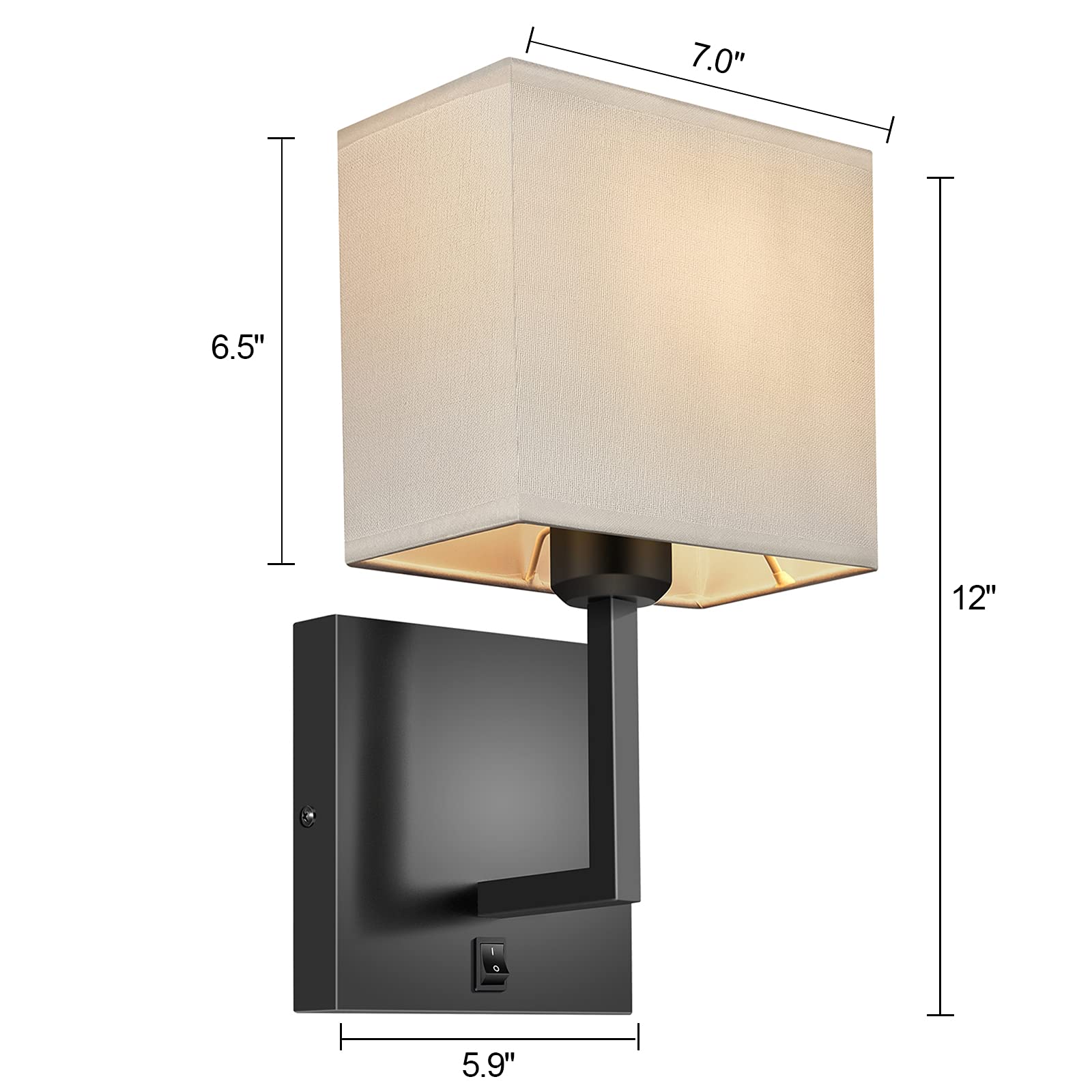 PASSICA DECOR 2-Pack Modern Hardwired Wall Sconces - Black Fabric Wall Mount Light Fixtures with Button Switch for Bedroom, Living Room, Fireplace & Farmhouse Decor | Indoor Wall Lighting for Cozy Ambiance & Nighttime Reading