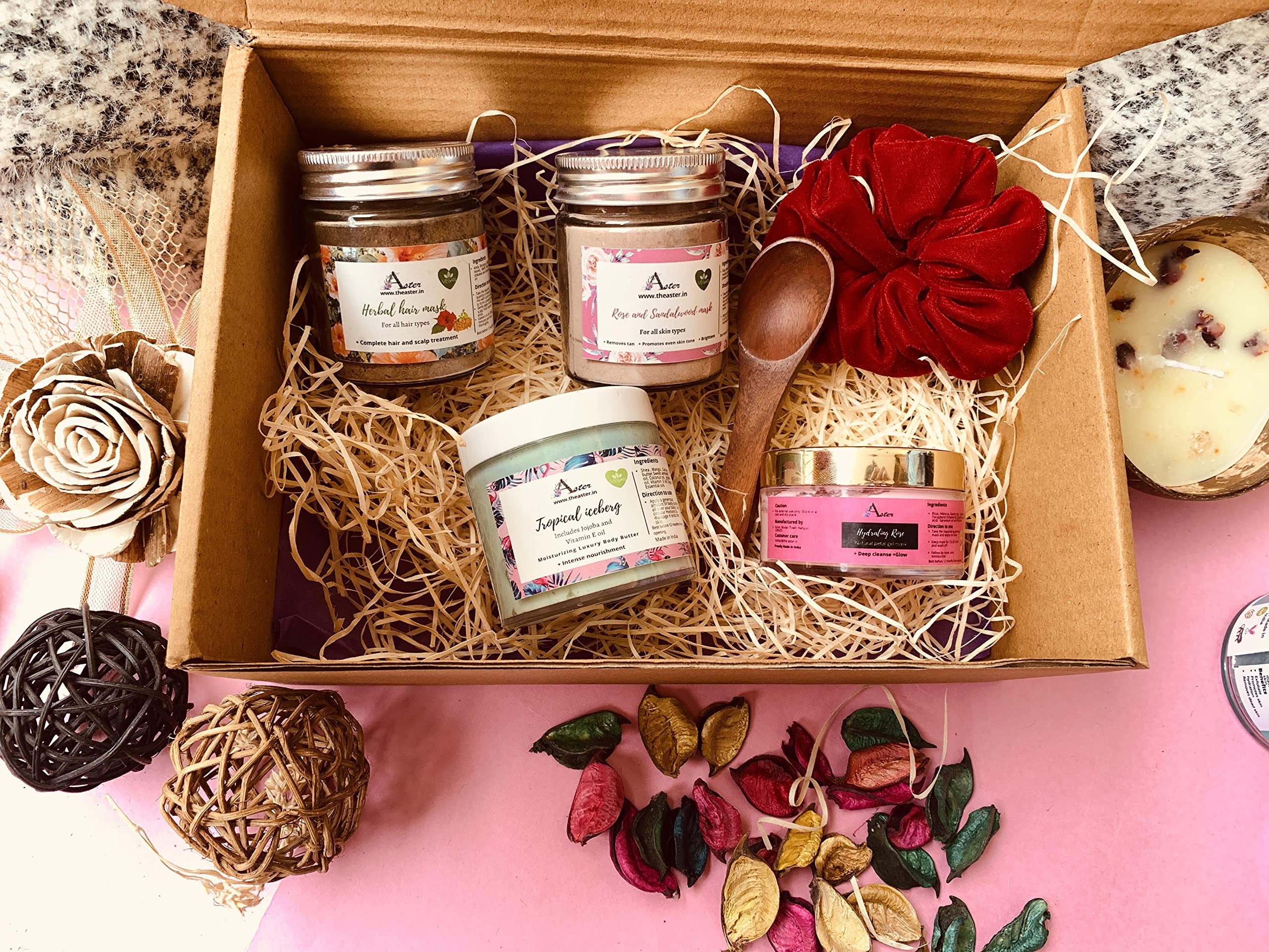 **Aster Self-Care Daily Gift Box for Women – Luxury Pamper Hamper with Natural Skincare for All Skin Types, Paraben & Sulfate-Free – Perfect for Birthdays, Mother's Day & Relaxation Gifts**