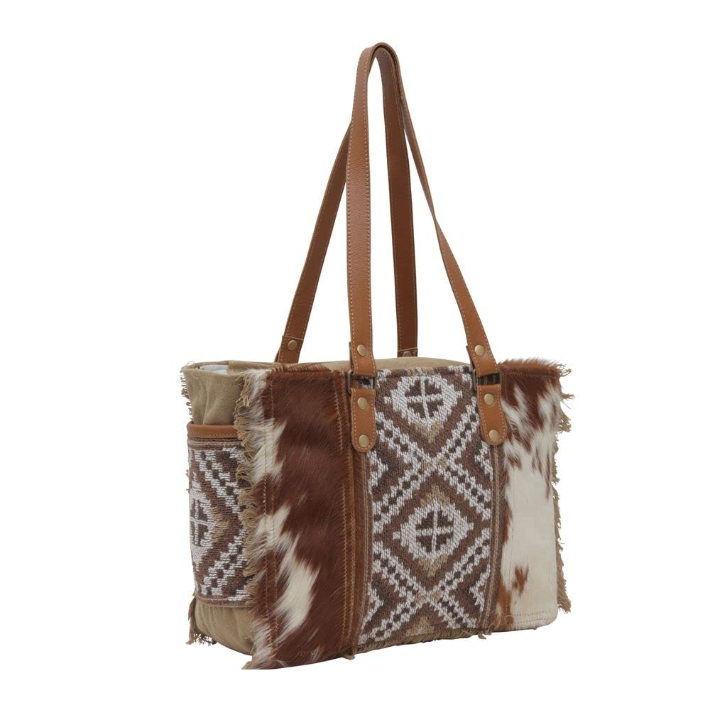 Myra Bag Western Style Canvas Tote Bag for Women - Cotton & Upcycled Leather Shoulder Weekender Bag - Perfect for Travel, Shopping & Daily Use