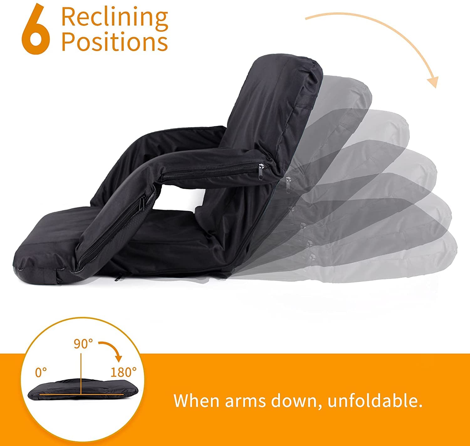 Heated Stadium Seat with Back Support - 3-Level USB Heating, Extra Wide & Portable Bleacher Chair for Outdoor Sports - 6 Reclining Positions (2-Pack) - Perfect for Football Games, Soccer Matches & Cold Weather Events