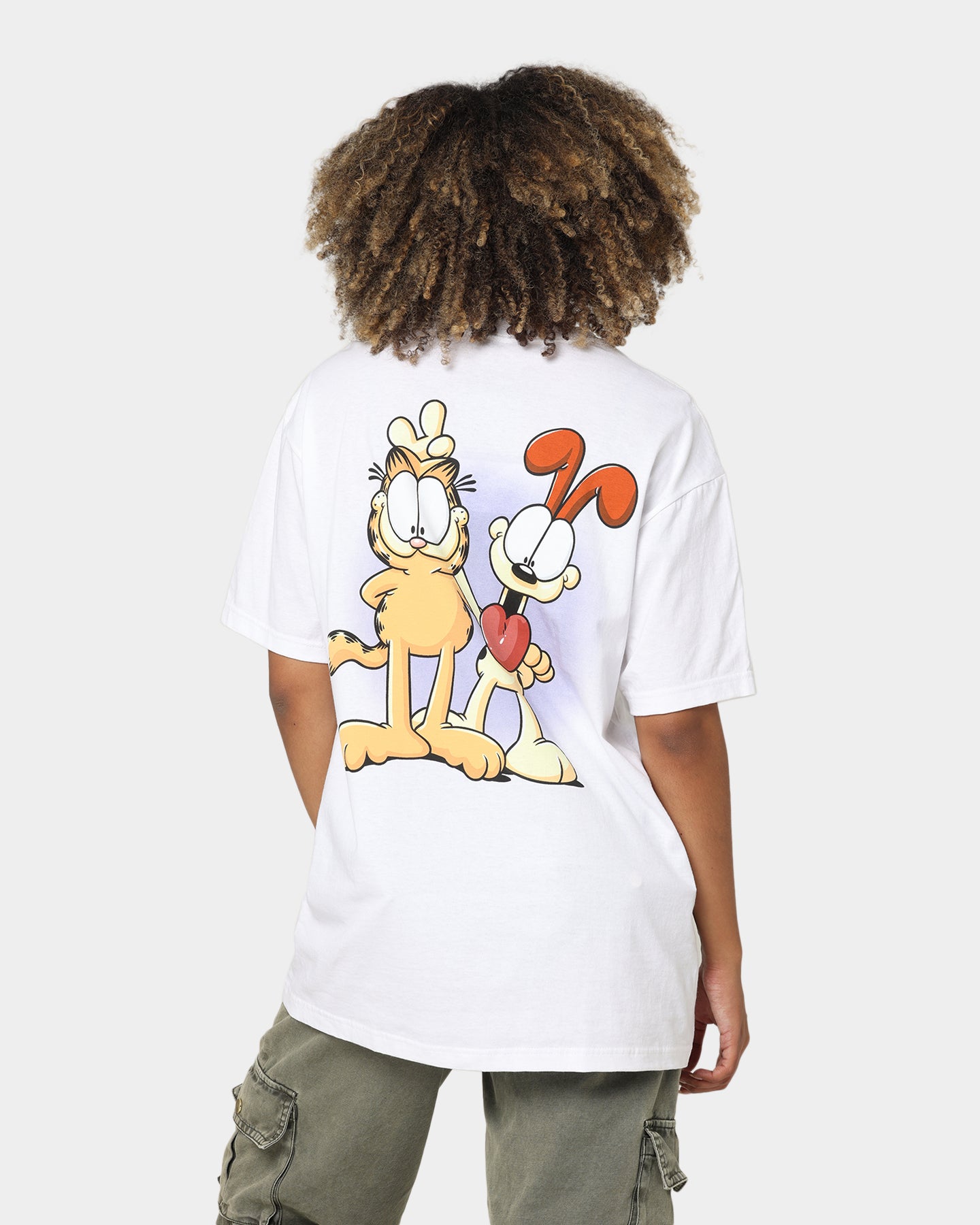 American Thrift X Garfield Best Friends T-Shirt - White Cotton Graphic Tee for Casual Wear & Pop Culture Fans