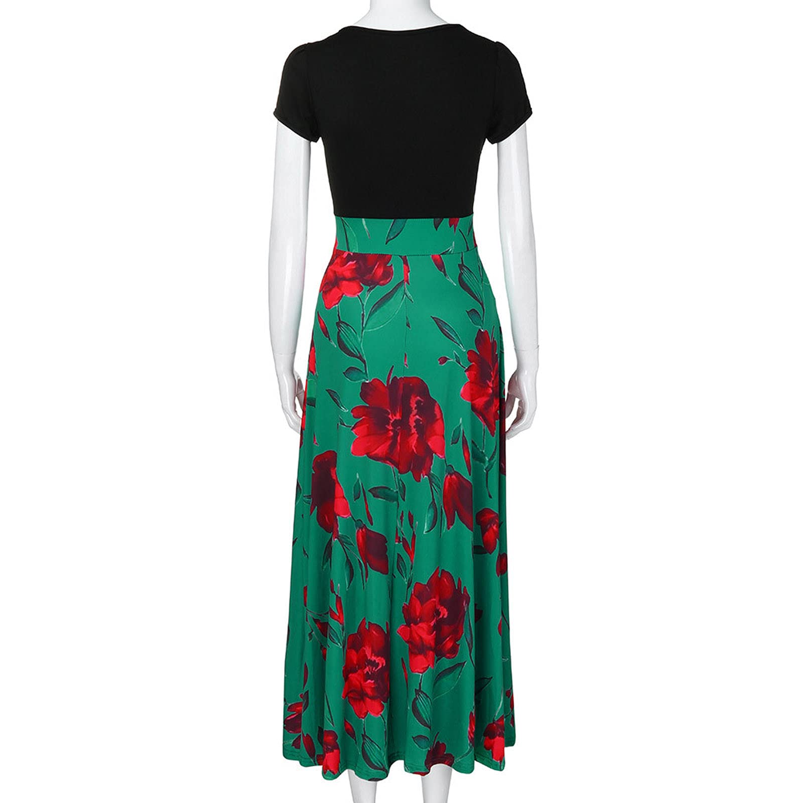 2024 Women's Summer Dresses - Floral Printed Short Sleeve Formal Graduation Dress Plus Size | Perfect for Beach Vacations, Garden Parties & Special Occasions