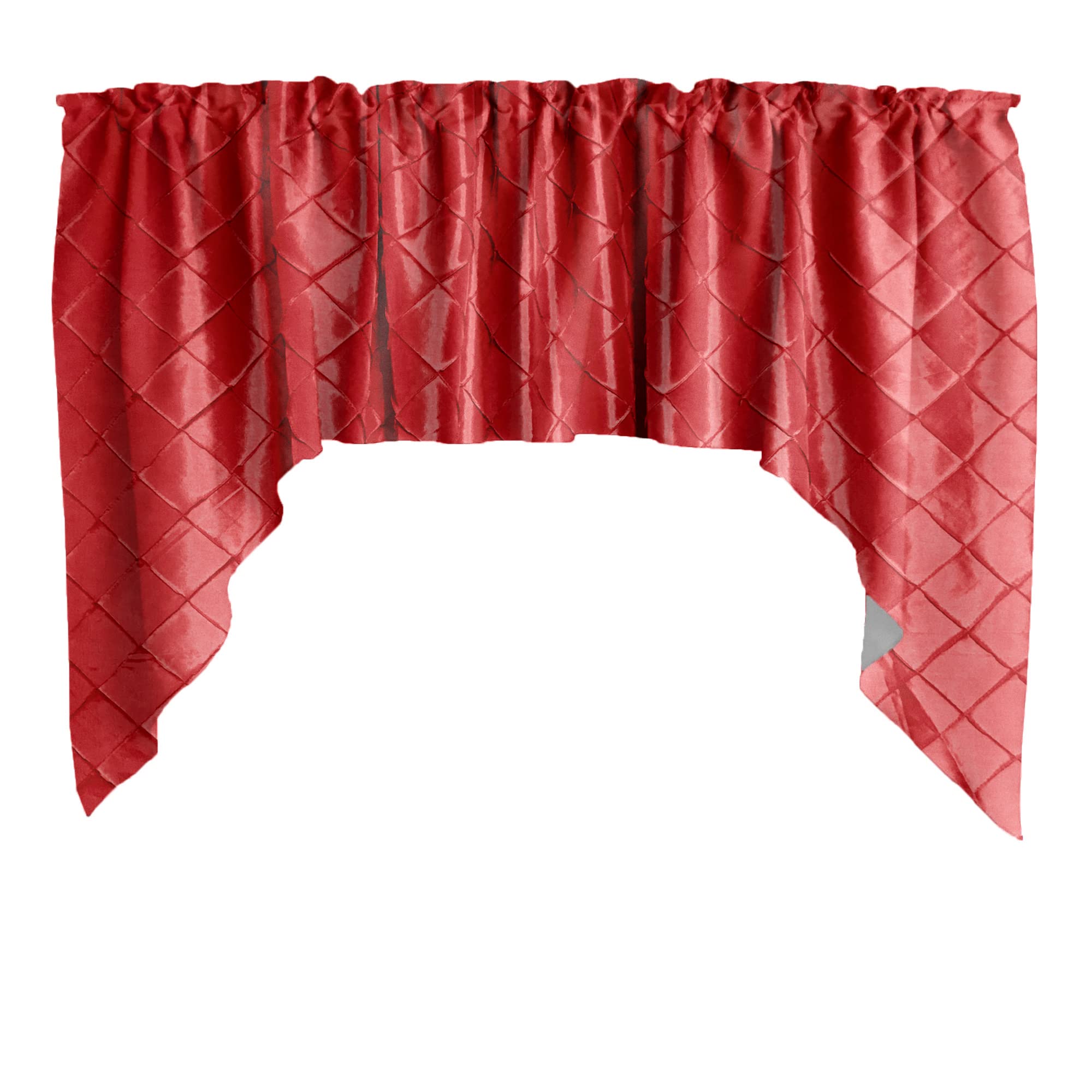Elegant Pintuck Taffeta Swag Window Valance - Red Home Decor for Bedroom, Nursery & Kitchen - Perfect for Bay Windows & Curtain Toppers