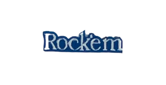Rock'em Logo Hat Patch - Custom Iron-On Embroidered Patch for Caps, Jackets & Bags - Perfect for DIY Fashion, Branding & Gifts