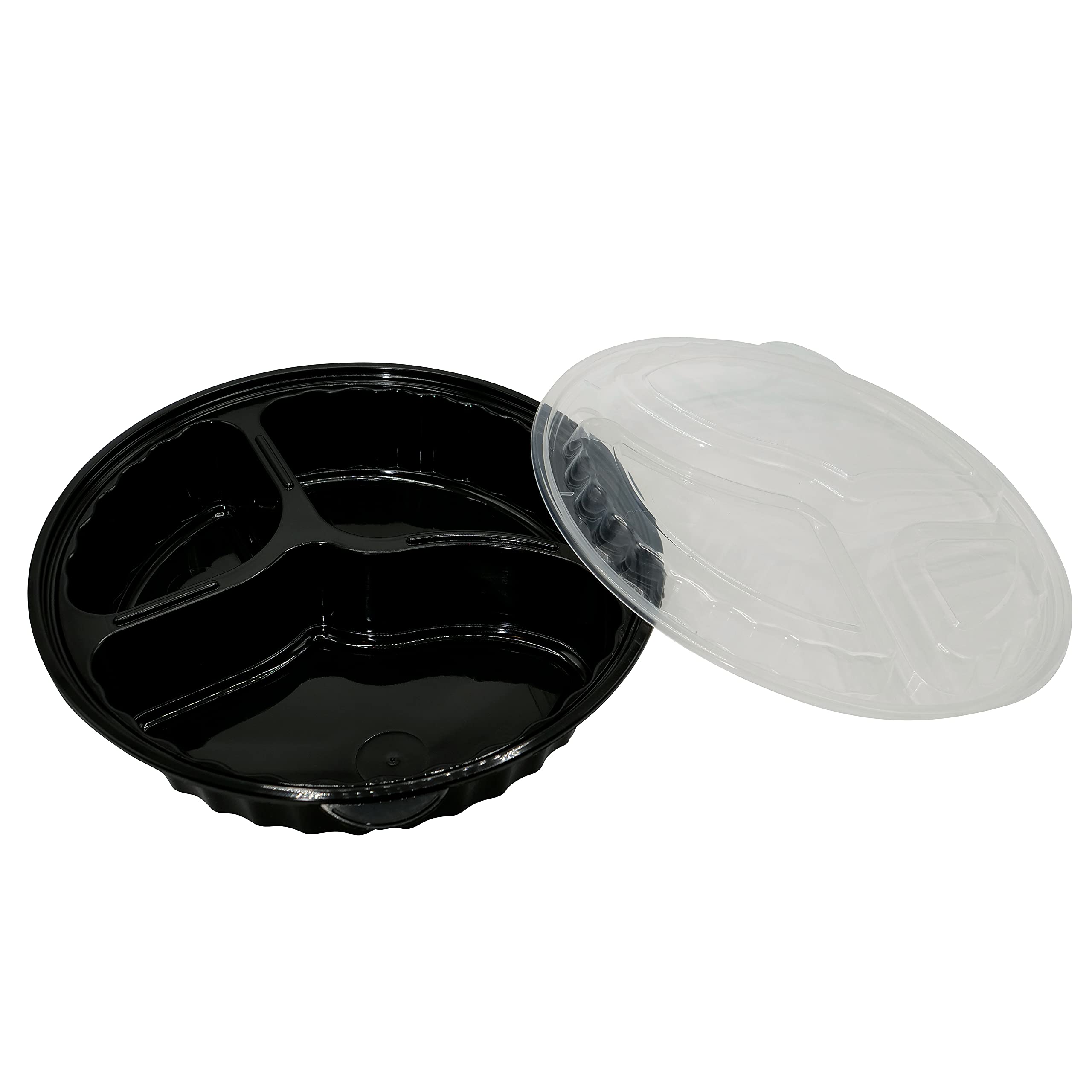 EcoQuality 33oz 3-Compartment Black Round Meal Prep Containers with Lids - Reusable Bento Box & Food Storage Containers | BPA Free, Stackable, Microwave/Dishwasher/Freezer Safe (25 Pack) | Perfect for Meal Prepping, Lunches, Leftovers & Office/School Use