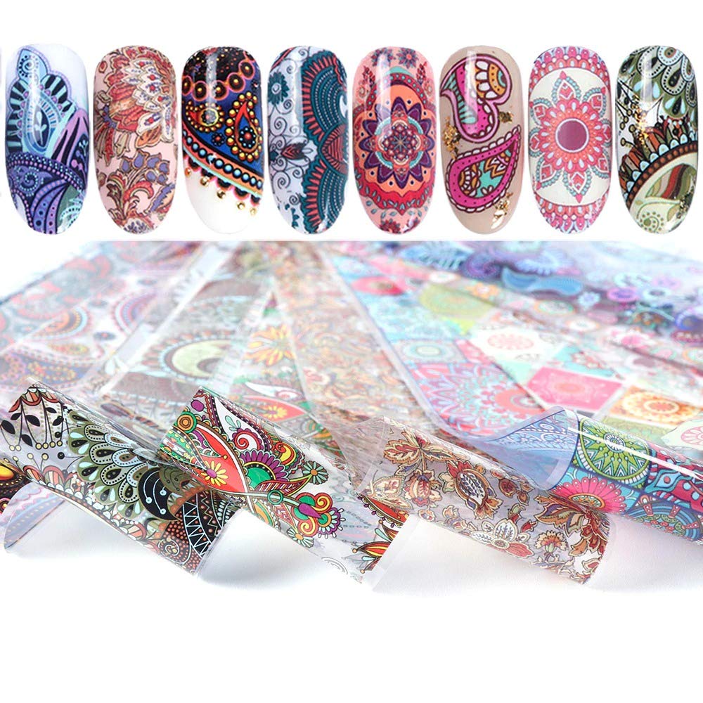 10pcs Vintage Newspaper Nail Foil Transfer Stickers - Letters, Tickets & Map Decals for Nail Art (204cm Starry Design) - Perfect for DIY Manicures, Salon Nail Wraps & Creative Nail Decorations