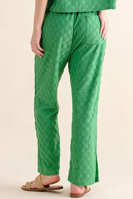 Stylish Brushed Texture Checkerboard Pattern Casual Pants for Men & Women - Perfect for Everyday Wear, Office & Weekend Outings