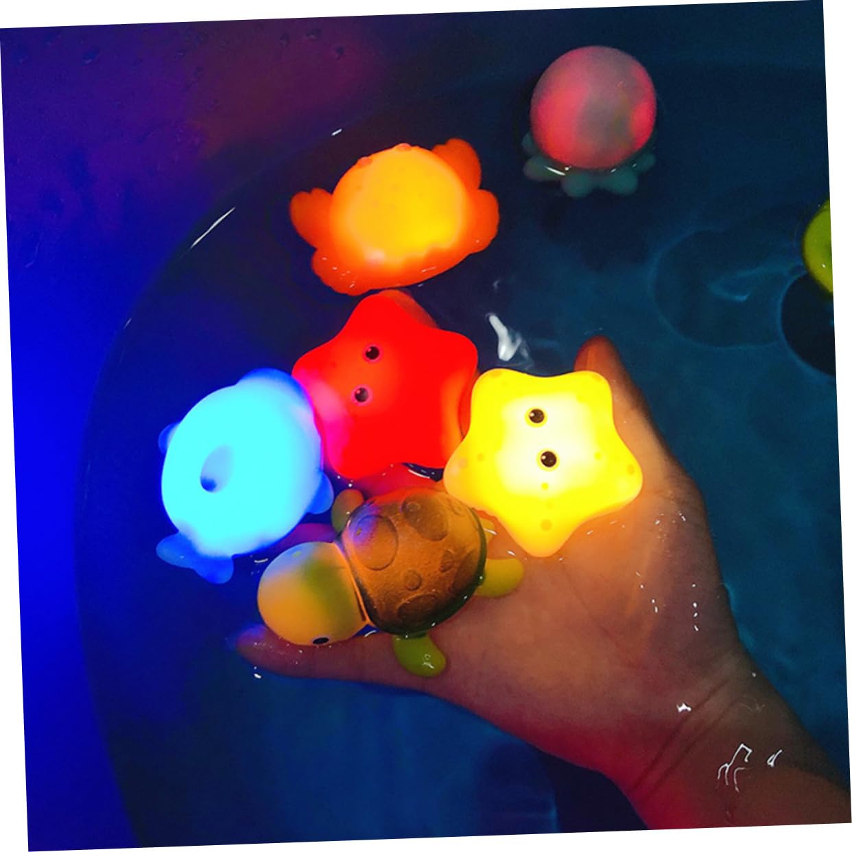 FAVOMOTO 2 Pack Mesh Fishing Net Bath Toys - Squeeze Water Toys for Kids, Bathtub Play Set with Plastic Fish - Fun Bath Time Games for Toddlers & Children