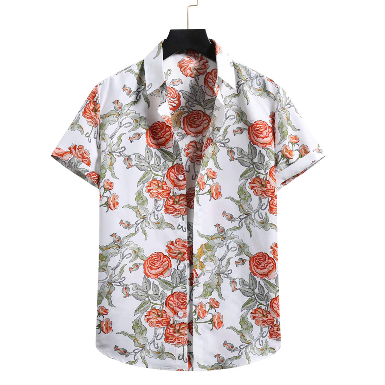 Stylish SUSHANG Short Sleeve Turtleneck Cardigan for Men - Hawaiian Floral Beach Shirt | Perfect for Summer Vacations, Casual Outings & Tropical Getaways
