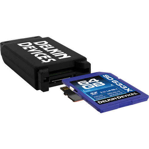 Delkin USB 3.0 SD & microSD Card Reader - High-Speed Memory Card Adapter for Travel, Photography, and Data Transfer (Compatible with Windows/Mac)
