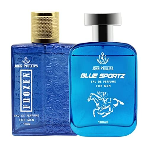 John Phillips™ Frozen & Blue Sportz Cologne for Men - Premium Eau De Toilette Perfume Spray - Fresh & Masculine Fragrance for Daily Wear, Gym, Work & Special Occasions