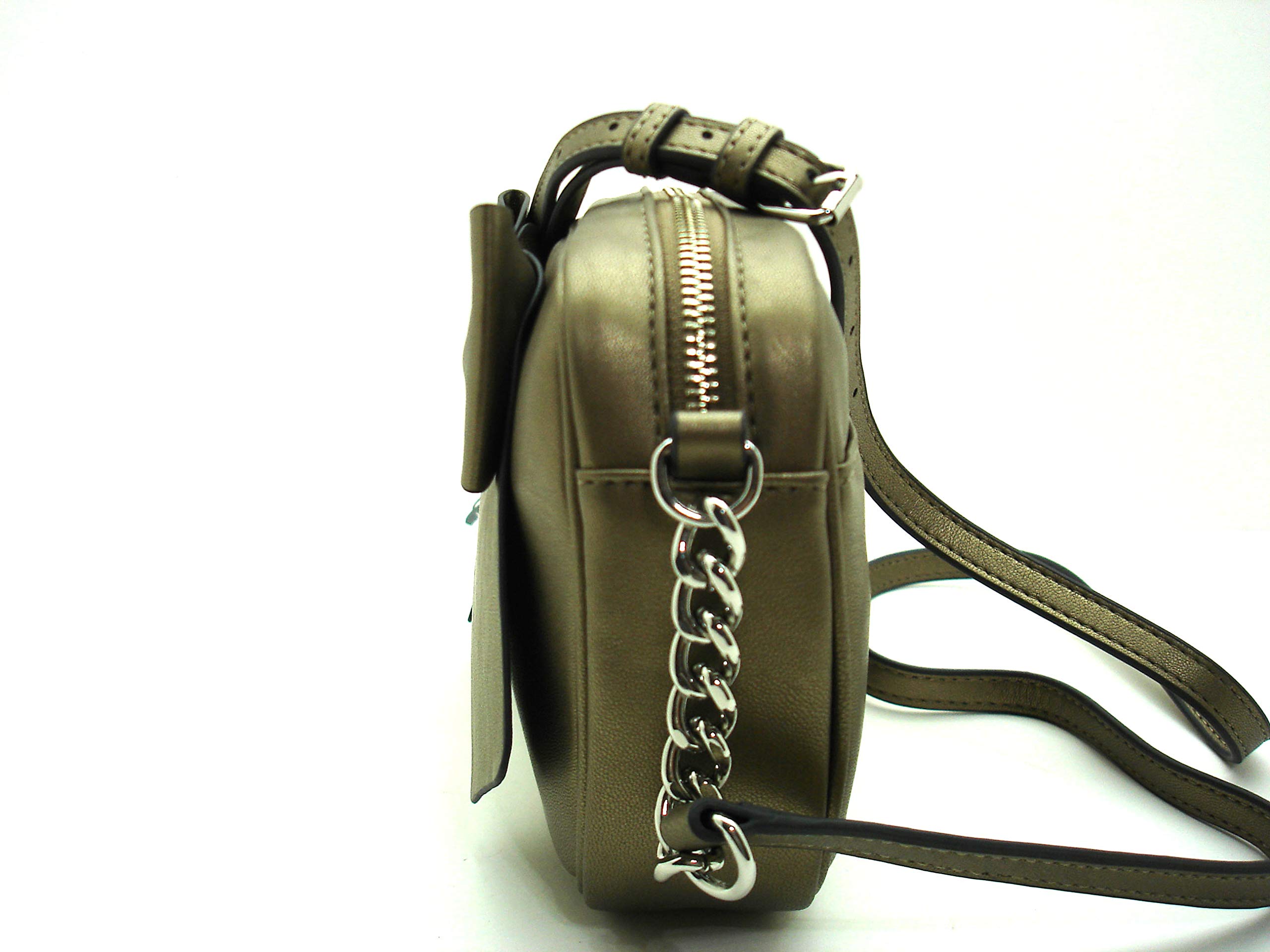 KARL LAGERFELD Kris Bow Soft Genuine Leather Small Crossbody Bag in Metallic Truffle/Silver - Perfect for Everyday Use, Parties & Travel