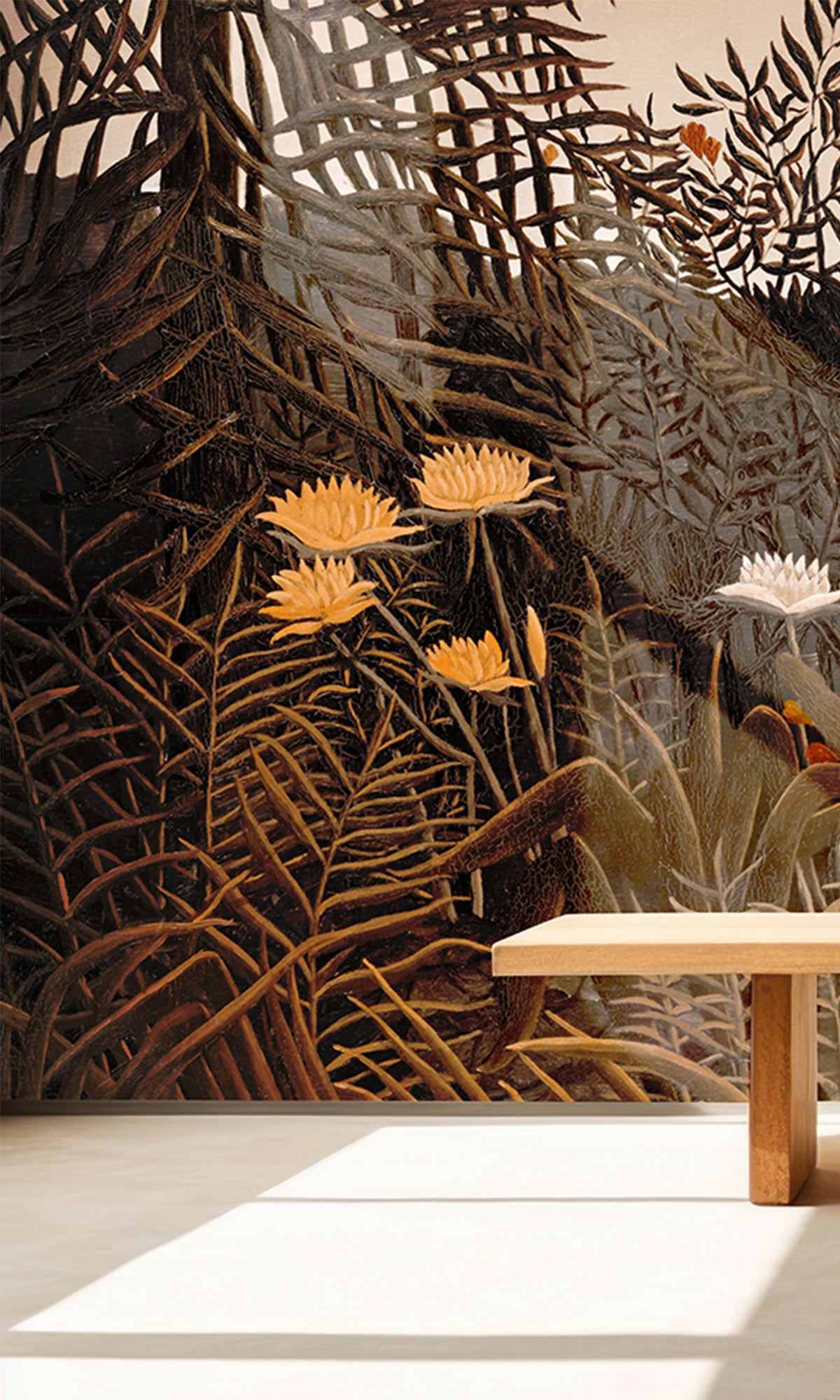 Charcoal Brown Blossoming Desert Sunset Mural Wallpaper M2546 - Peel and Stick Removable Wallpaper for Bedroom, Living Room, Office Decor