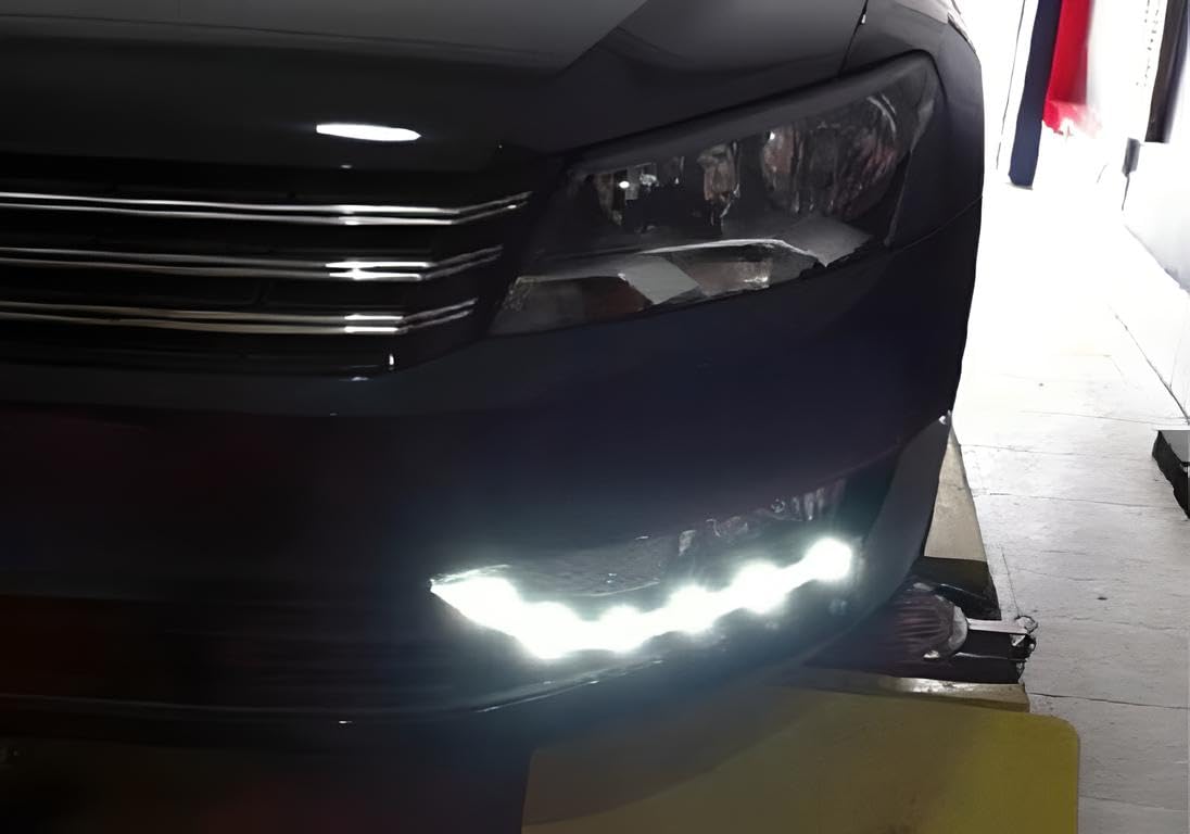 iJDMTOY Switchback LED Daytime Running Lights for 2012-2016 Volkswagen Passat - OEM Fit LED DRL Fog Bezel Assembly with White Daylight & Amber Turn Signals - Perfect for Enhanced Visibility and Style on the Road