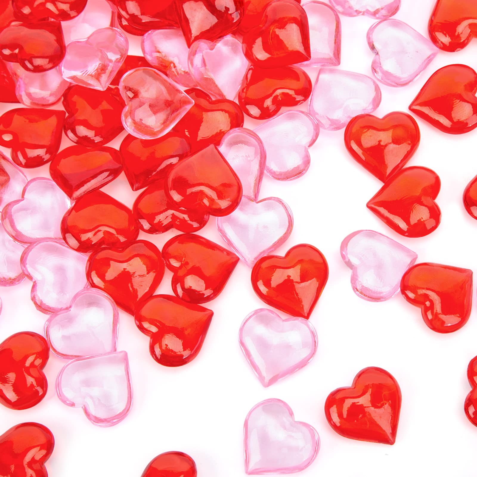 150PCS Acrylic Heart Vase Fillers - 20mm Pink & Red Rhinestone Diamonds for Floating Pearls, Valentine's Day Decor, Wedding Centerpieces, Party Scatter - Romantic Table Decor for Weddings, Anniversaries & Home Decoration