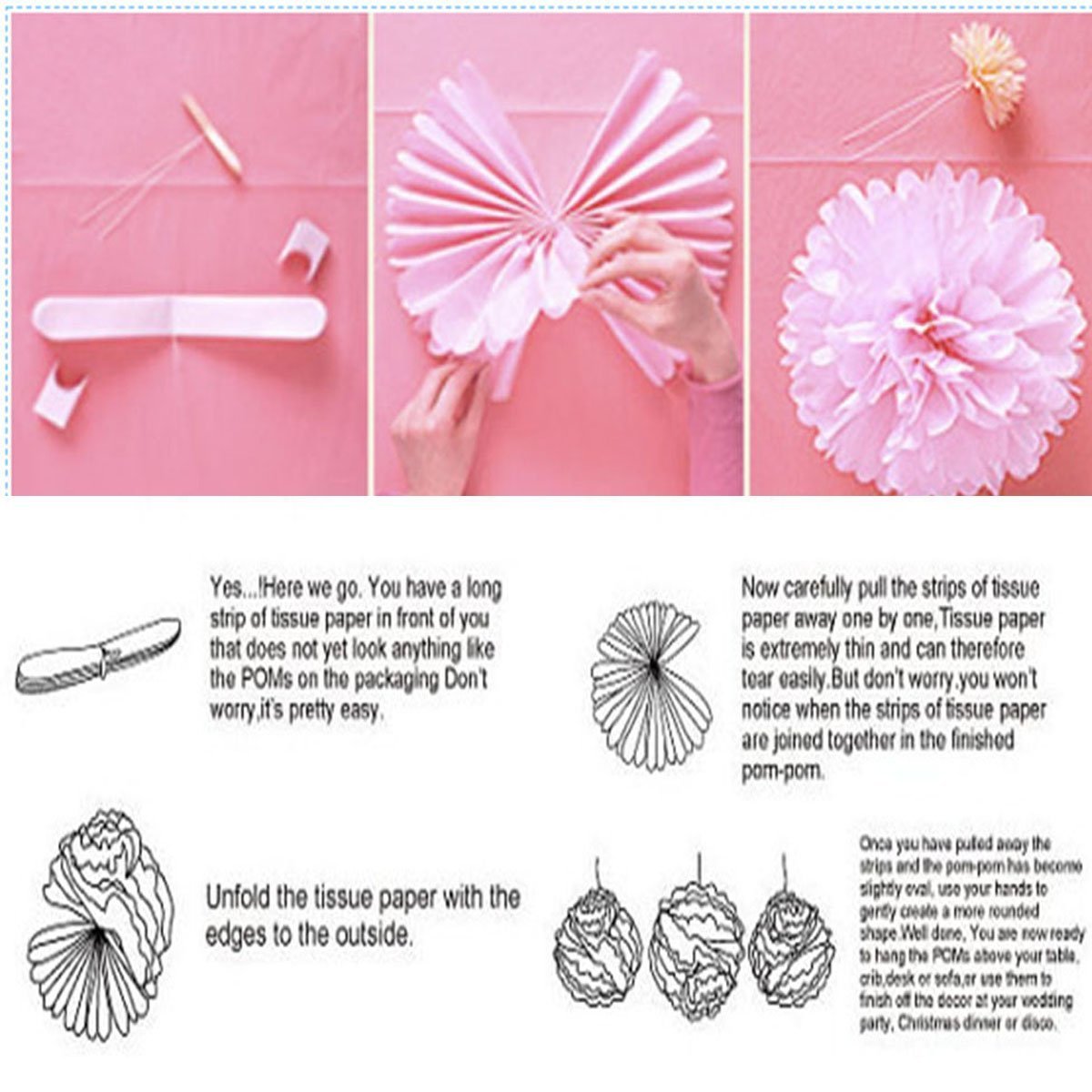 Kubert® Tissue Paper Pom Poms - 12 Pack Yellow & Silver Pom Poms in 3 Sizes for Wedding, Baby Shower & Party Decorations | DIY Pom Pom Flowers Kit for Mother's Day, Home & Craft Decor