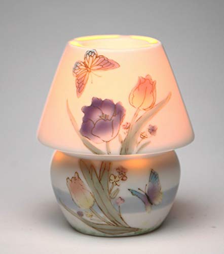 Elegant Porcelain Butterfly & Floral Tealight Candle Holder - 5 Inch Height Home Decor for Romantic Dinner, Wedding Centerpiece & Cozy Ambiance