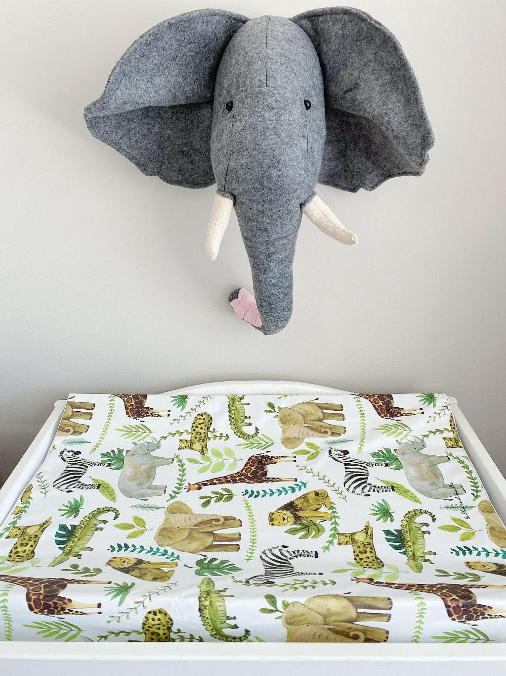Anti Roll Wedge Changing Mat - Safari Animals Print Baby Diaper Pad for Newborns & Toddlers - Perfect for Nursery, Travel & On-the-Go Diaper Changes