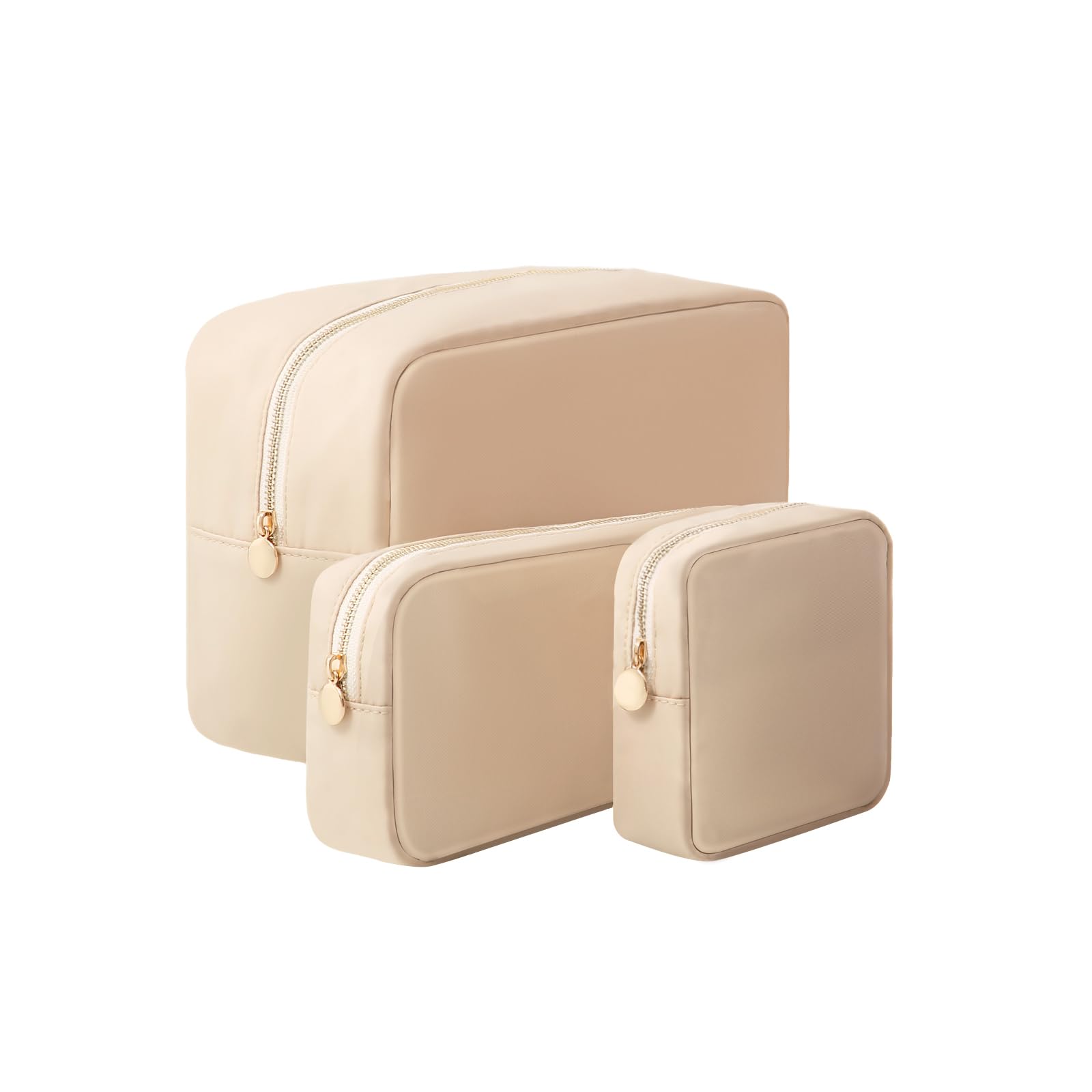 3-Piece Waterproof Nylon Makeup Bag Set with Zipper - Travel Cosmetic Organizer Pouch for Toiletries, Makeup & Accessories - Perfect for Travel, Gym, and Daily Use