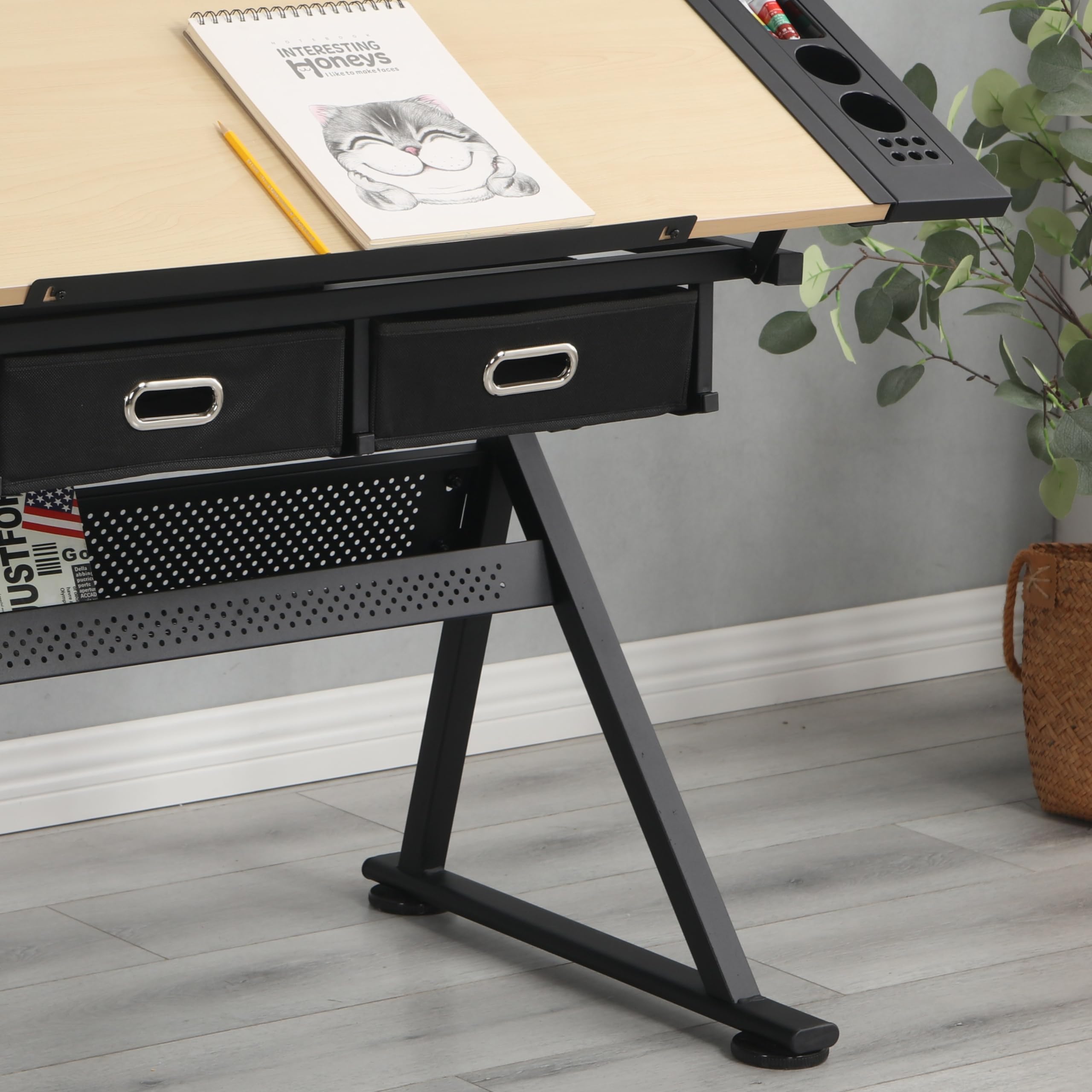 Adjustable Drafting Table for Artists - Tilting Desk for Painting & Sketching with Storage Drawers - Home Studio & Office Use