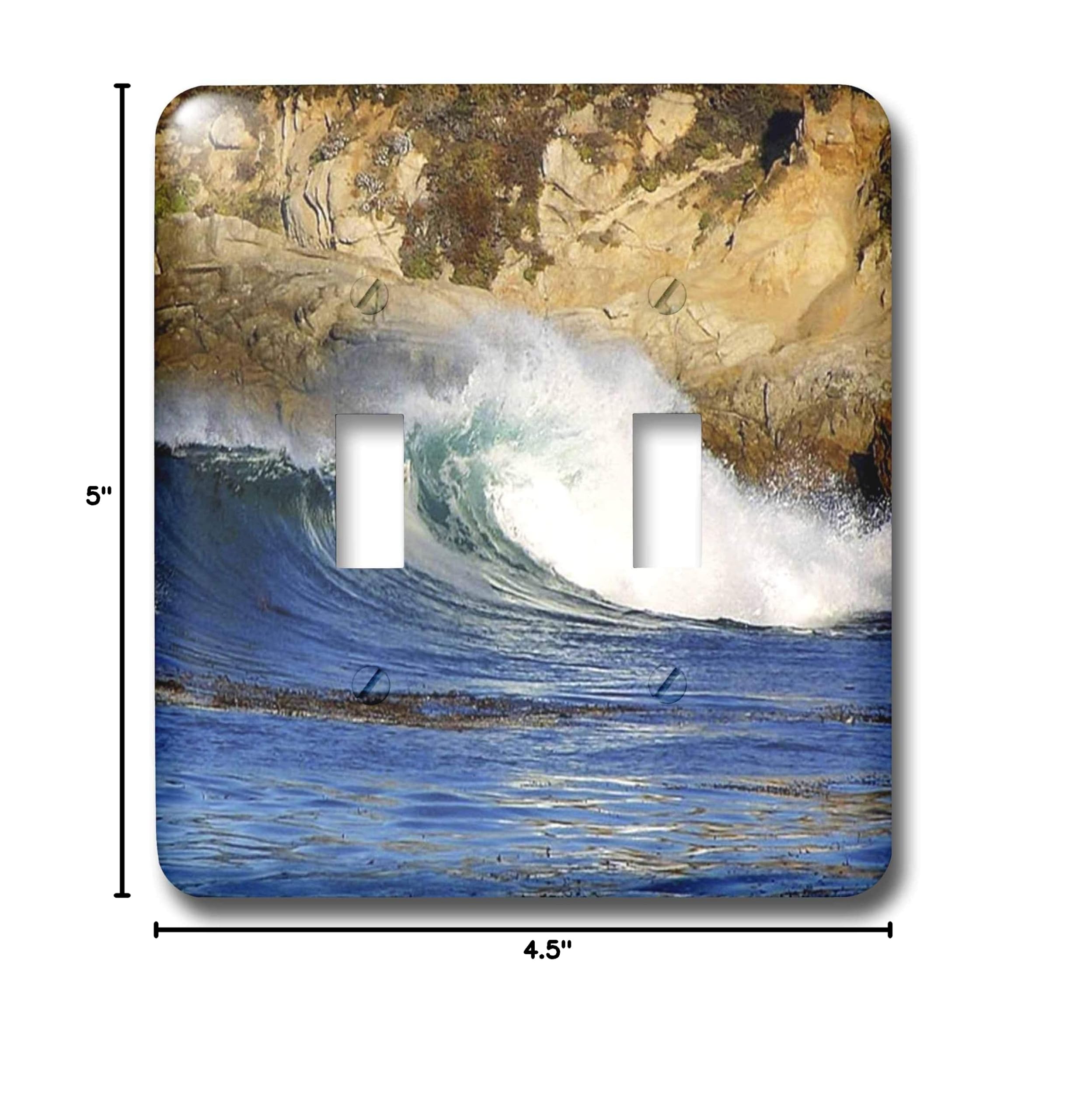 3D Rose Big Sur Waves Double Toggle Switch - Stylish Decorative Light Switch Cover for Home & Office Decor - Perfect for Bedrooms, Living Rooms, and Coastal Themed Spaces