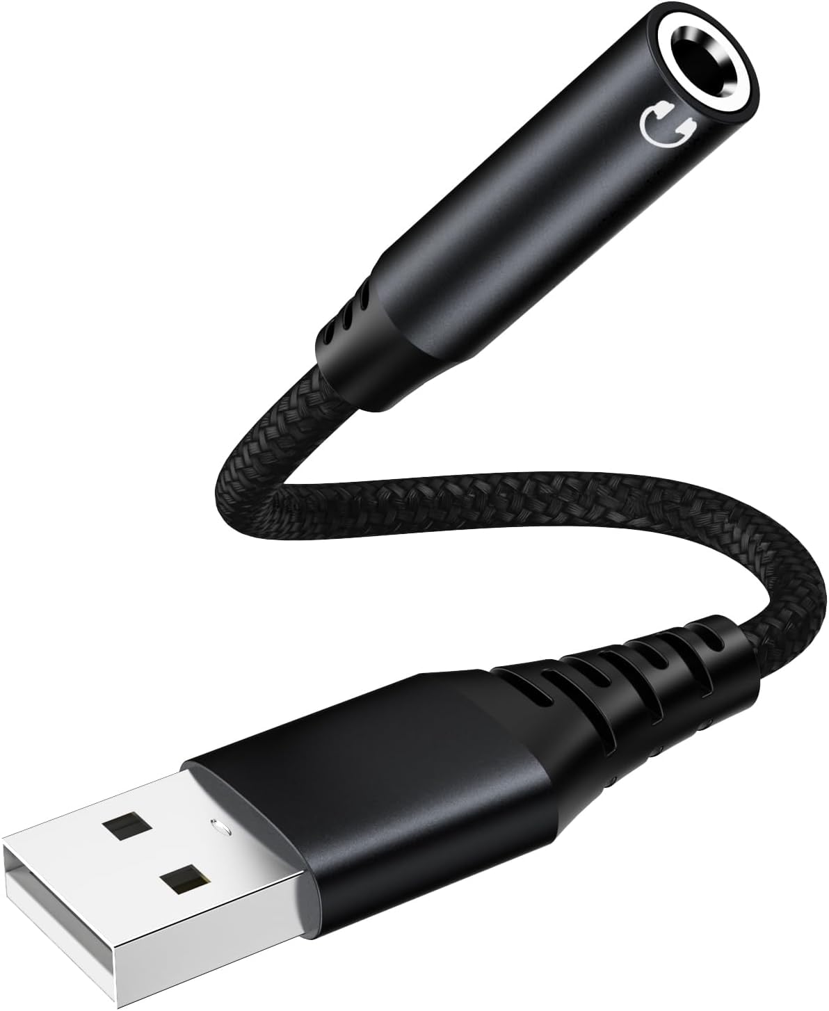 Mizi USB to 3.5mm Audio Jack Adapter - External Sound Card Converter for Headphones, PC, Laptop, Mac, Desktop, Linux & PS4 | Plug & Play Audio Dongle for Gaming, Streaming & Conference Calls (Black)