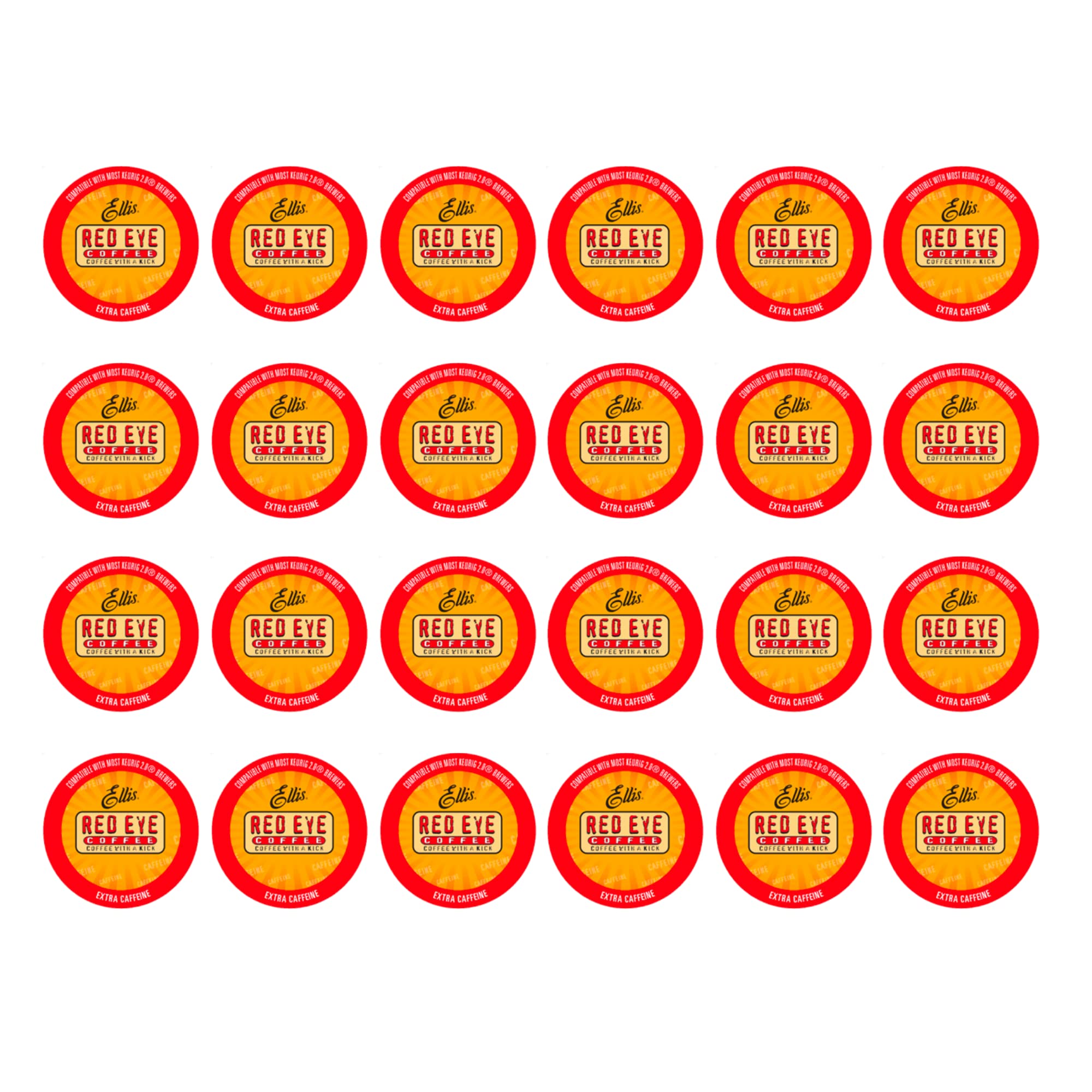 Ellis Coffee Red Eye Dark Roast Pods - 24 K-Cups for Keurig Brewers - Bold Morning Boost