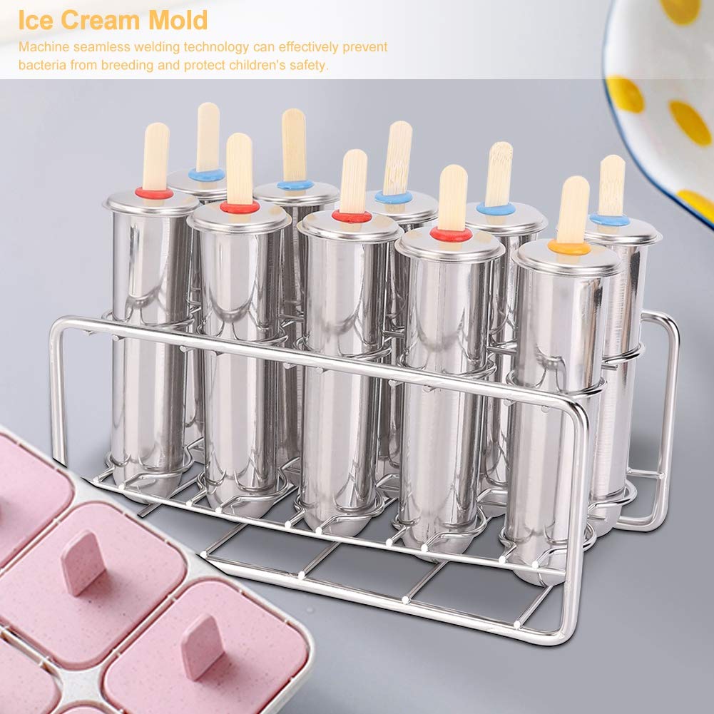 Premium Stainless Steel Ice Cream & Popsicle Molds Set - DIY Homemade Ice Cream Maker Tools for Kids & Adults - Perfect for Summer Parties, Dessert Making, and Family Fun Activities