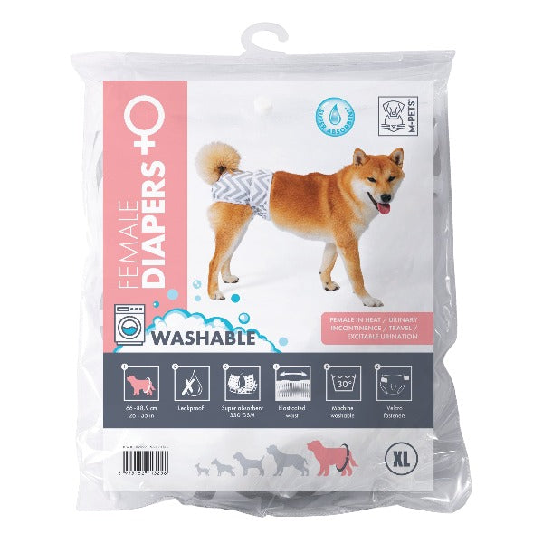 Washable Female Dog Diapers for Pets - Reusable & Absorbent Puppy Pants for Small to Medium Dogs - Perfect for House Training, Incontinence & Travel Use