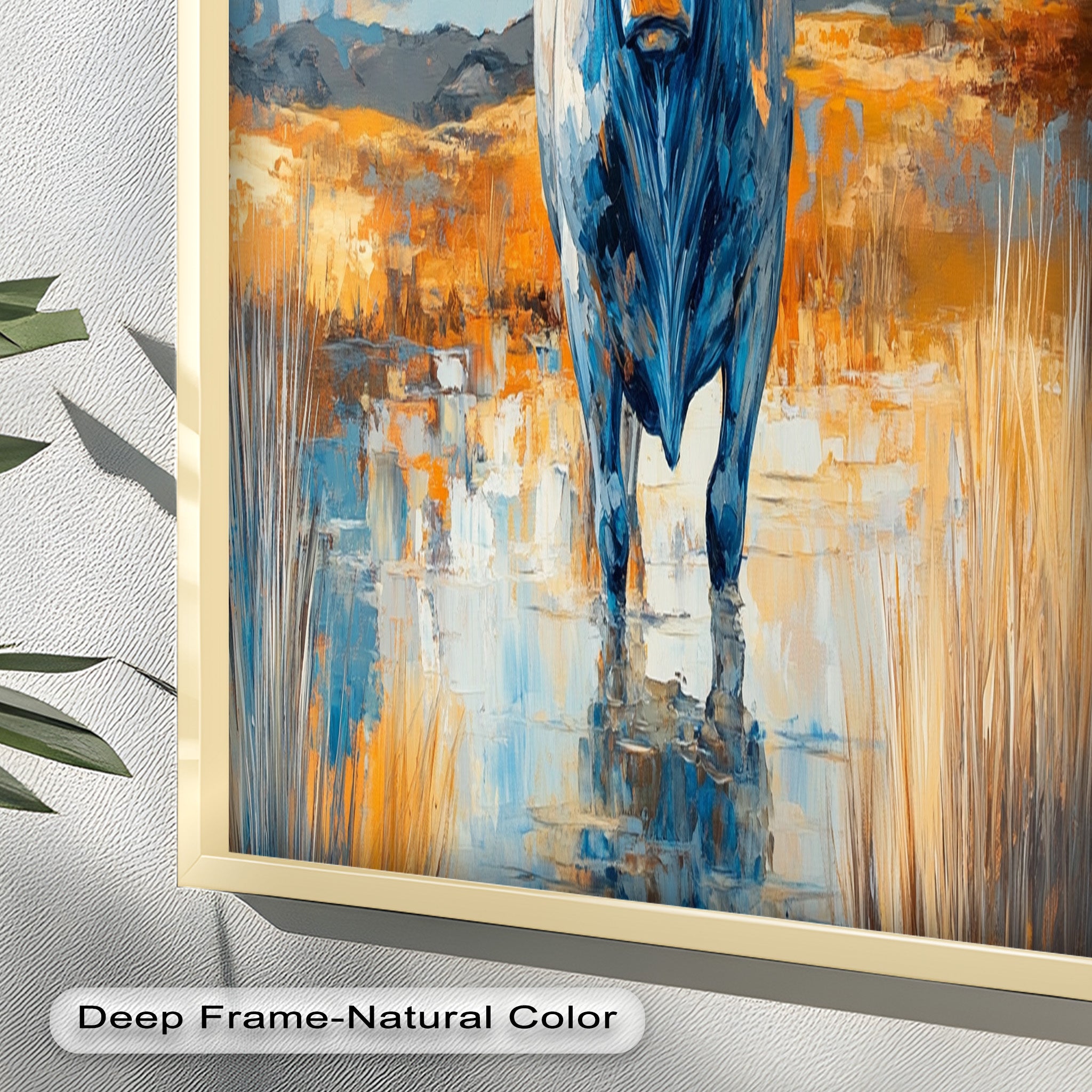 Blue Desert Bull - Hand Painted Animal Oil Canvas Artwork | Western Wildlife Decor for Living Room, Bedroom & Office