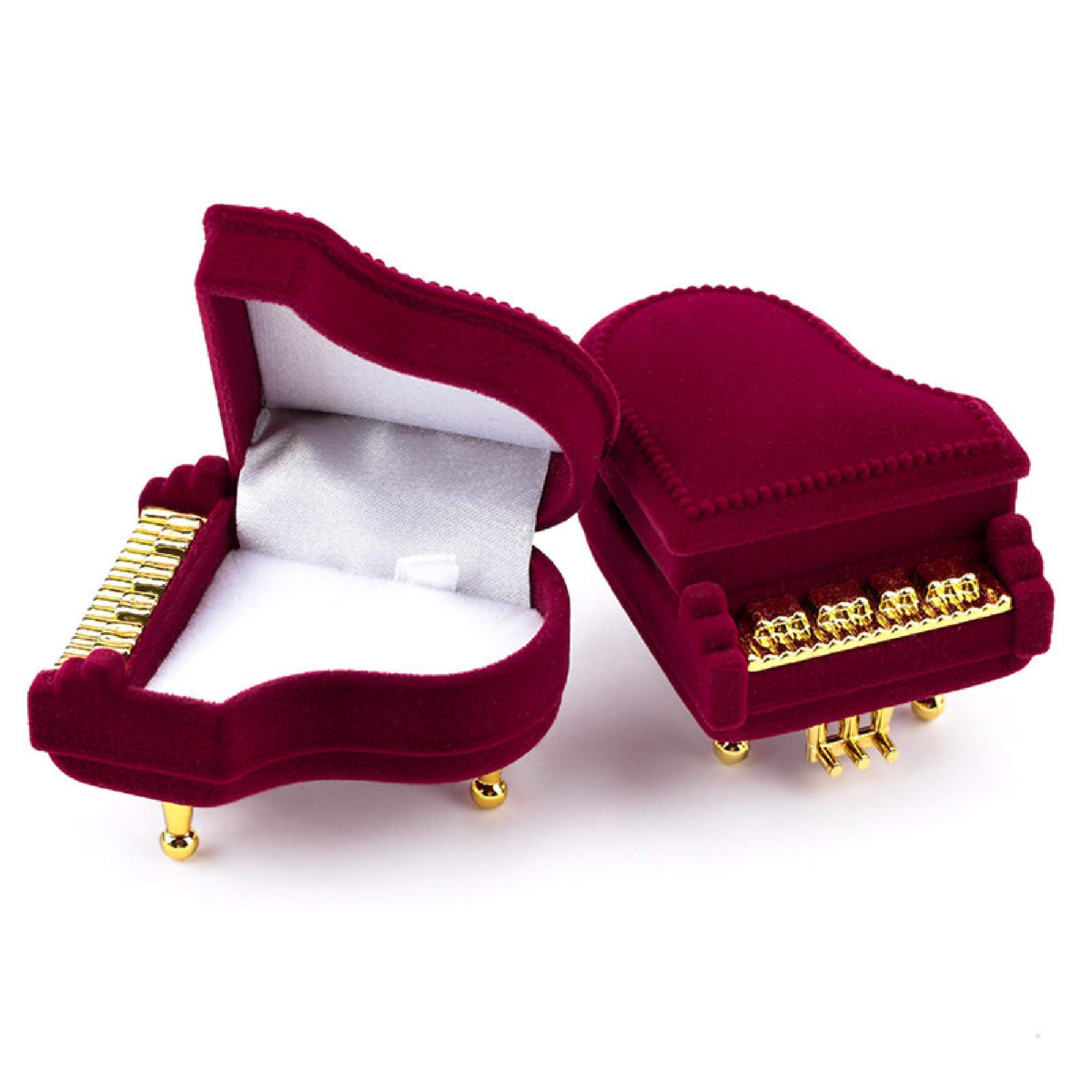 Elegant MIAOMIAO Piano-Shaped Velvet Jewelry Box - Perfect for Wedding Rings, Engagement Gifts & Jewelry Storage | Luxury Keepsake Box for Brides, Anniversaries & Special Occasions
