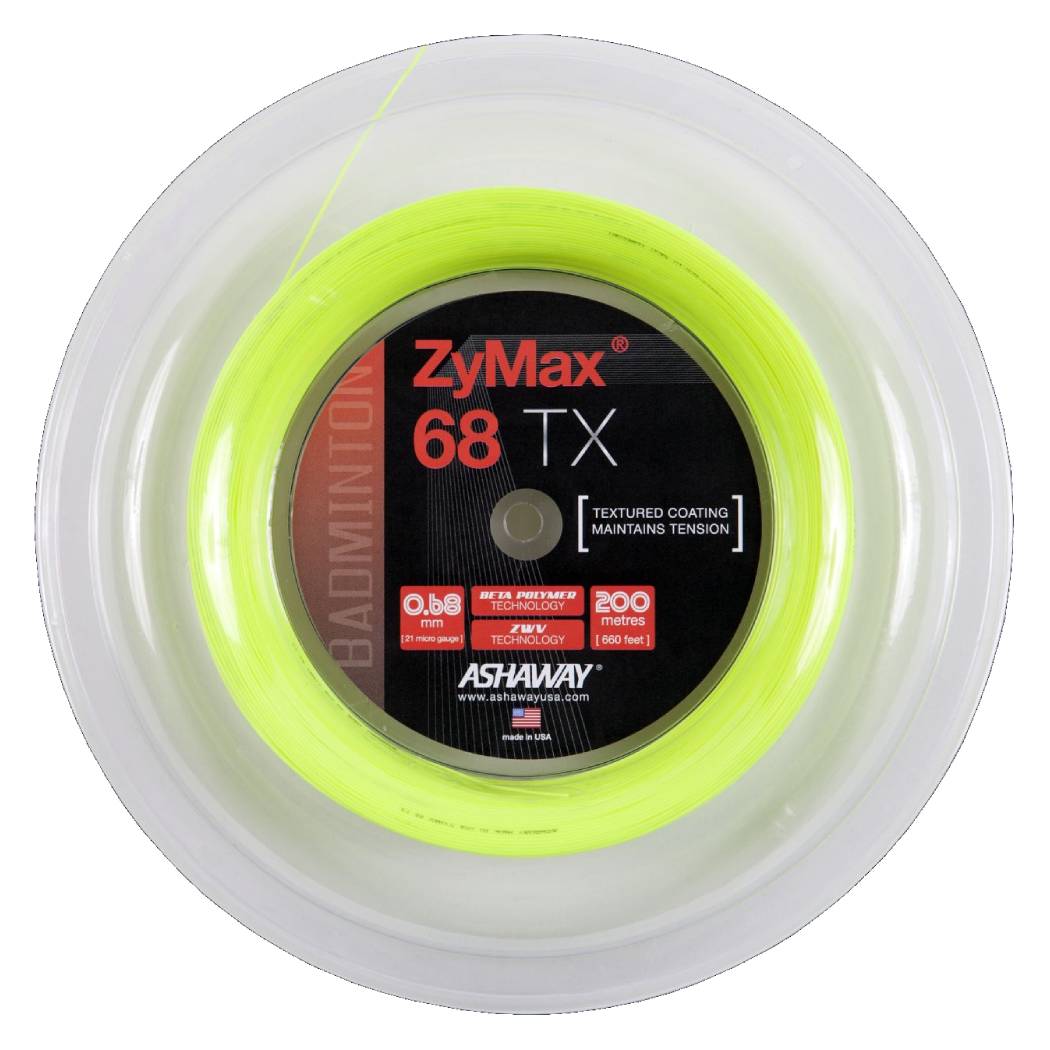 Ashaway ZyMax 68 TX Badminton String Reel - Optic Yellow | High-Performance Nylon String for Badminton Rackets | Perfect for Tournament Play & Professional Training
