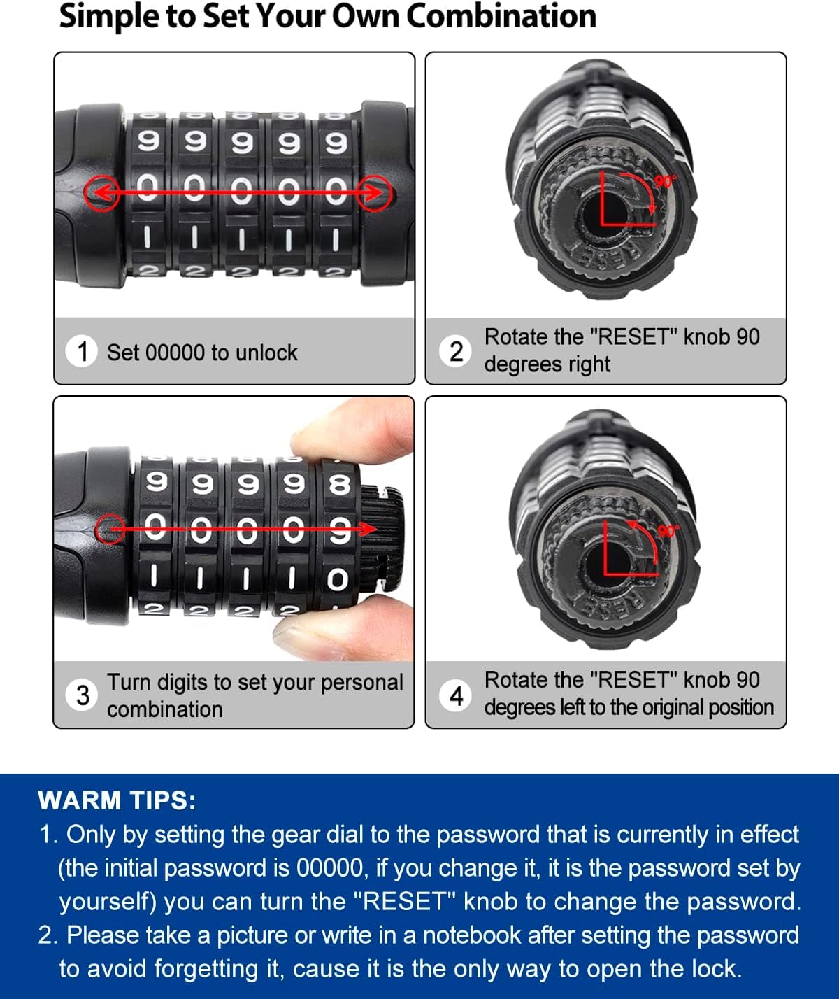 Best Anti-Theft Bicycle Lock - Heavy Duty 566 Ring Combination Lock for Electric Bikes, Motorcycles & Mountain Bikes | Secure Parking for Commuting, Outdoor Adventures & Urban Cycling