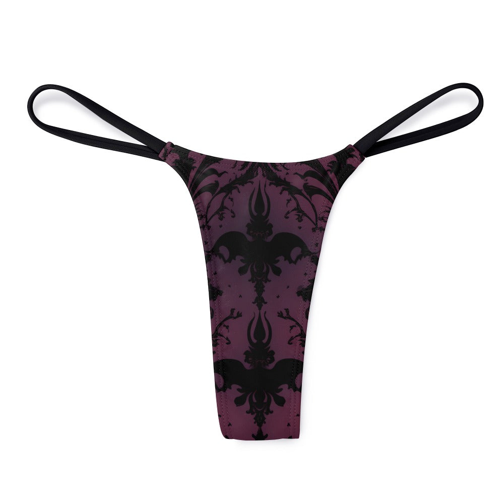Gothic Purple and Black Thin Thong - Sexy Lingerie for Women - Perfect for Date Night, Boudoir, and Special Occasions