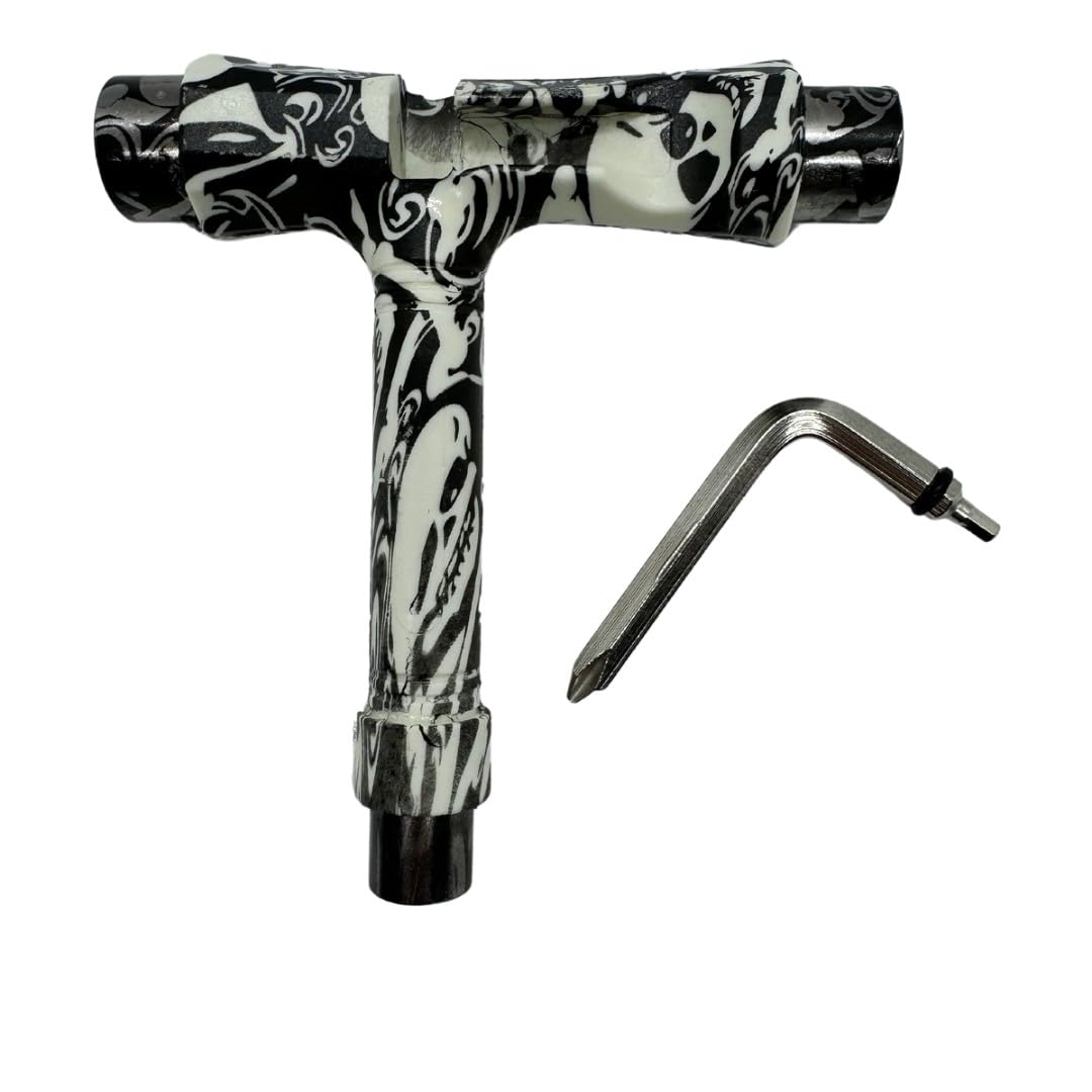 All-in-One Skateboard Tool Kit - Multi-Function T-Tool with Allen Key & Phillips Wrench | Portable Roller Skate & Longboard Maintenance Accessory for DIY Repairs & Adjustments at Home or Skate Park
