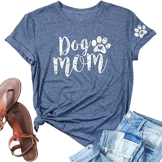 Dog Mom Shirts for Women - Cute Dog Mama T-Shirts with Paw Print Graphic - 'I'm Only Talking to My Dog Today' Funny Pet Lover Tee - Perfect for Dog Walks, Park Outings & Casual Wear