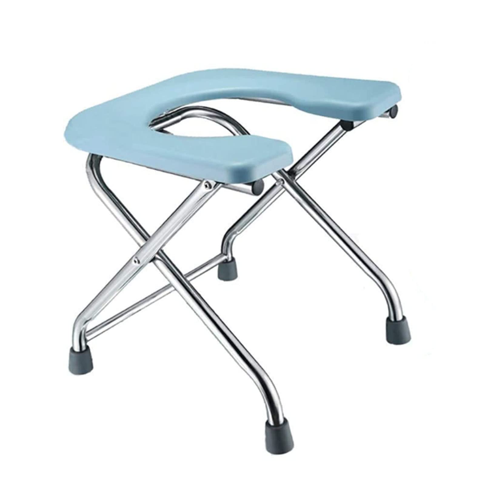 Foldable Portable Toilet Chair for Camping & Hiking - U-Shaped Stainless Steel Stool with 17