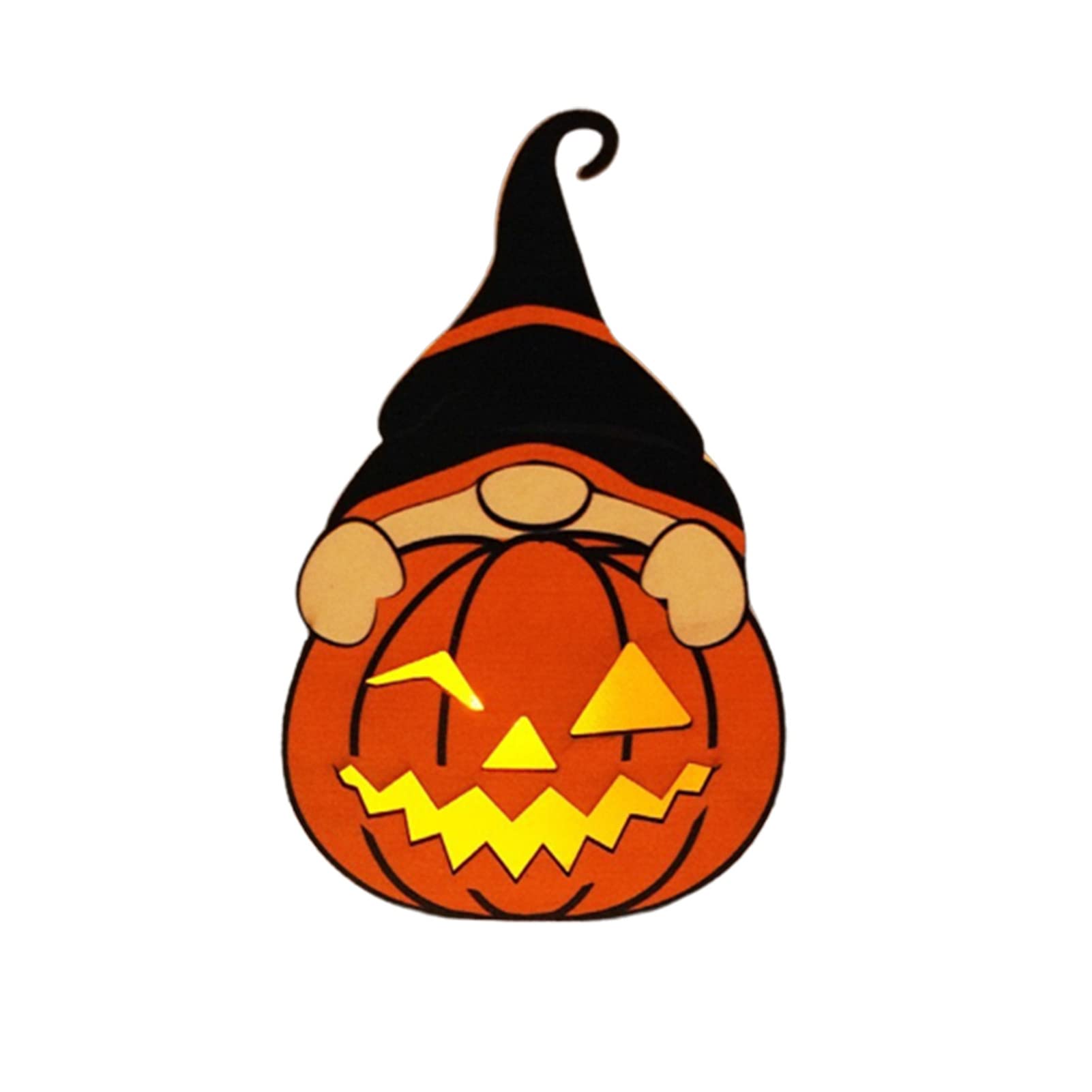 Cute Wooden Gnome Halloween Decor with Warm LED Light - Perfect for Desktop, Shelf, Bedside Table, Office & Home Decor | Gift Idea for Holidays & Parties