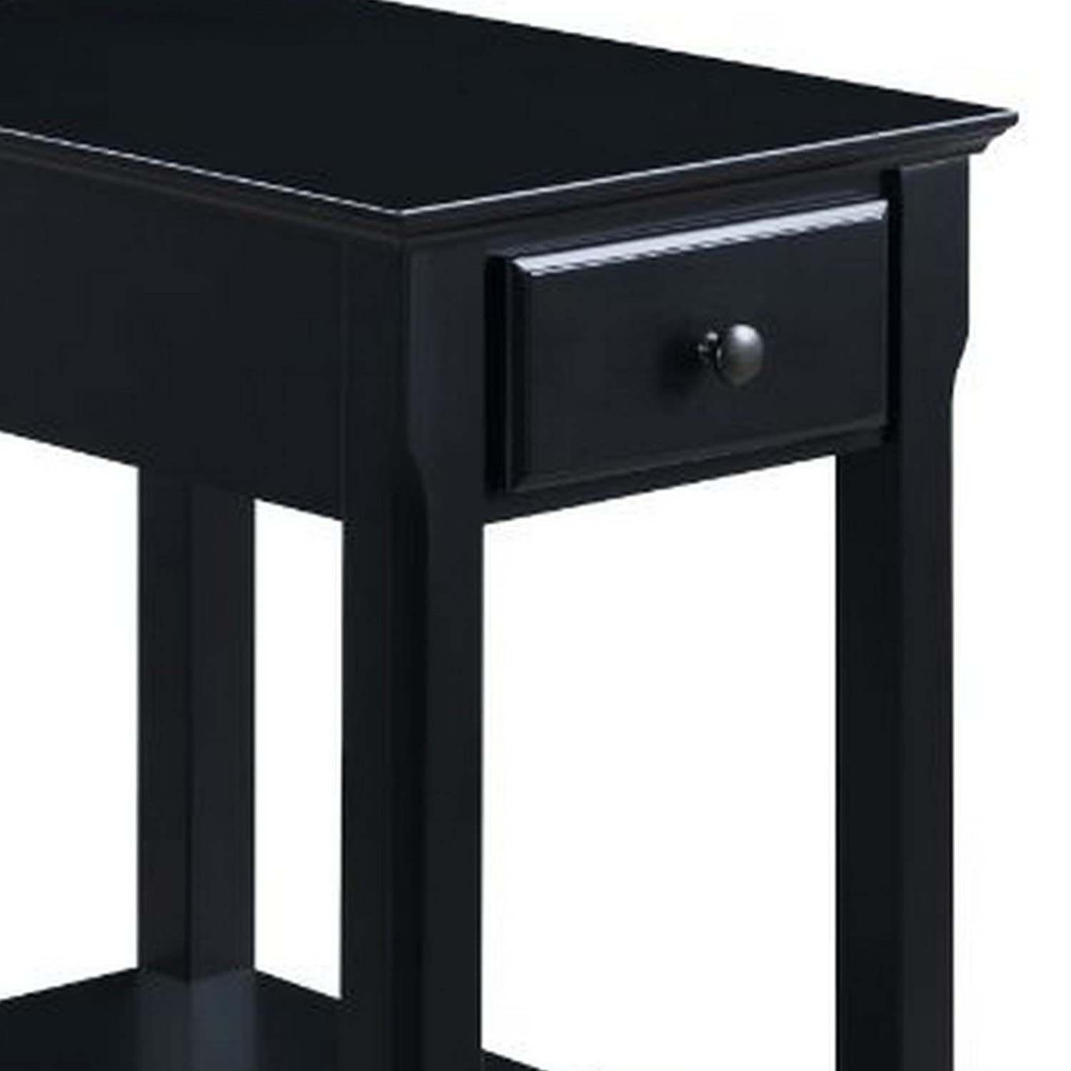Benjara Black Accent Table with 1 Drawer & Bottom Shelf - Stylish Side Table for Living Room, Bedroom or Office Decor
