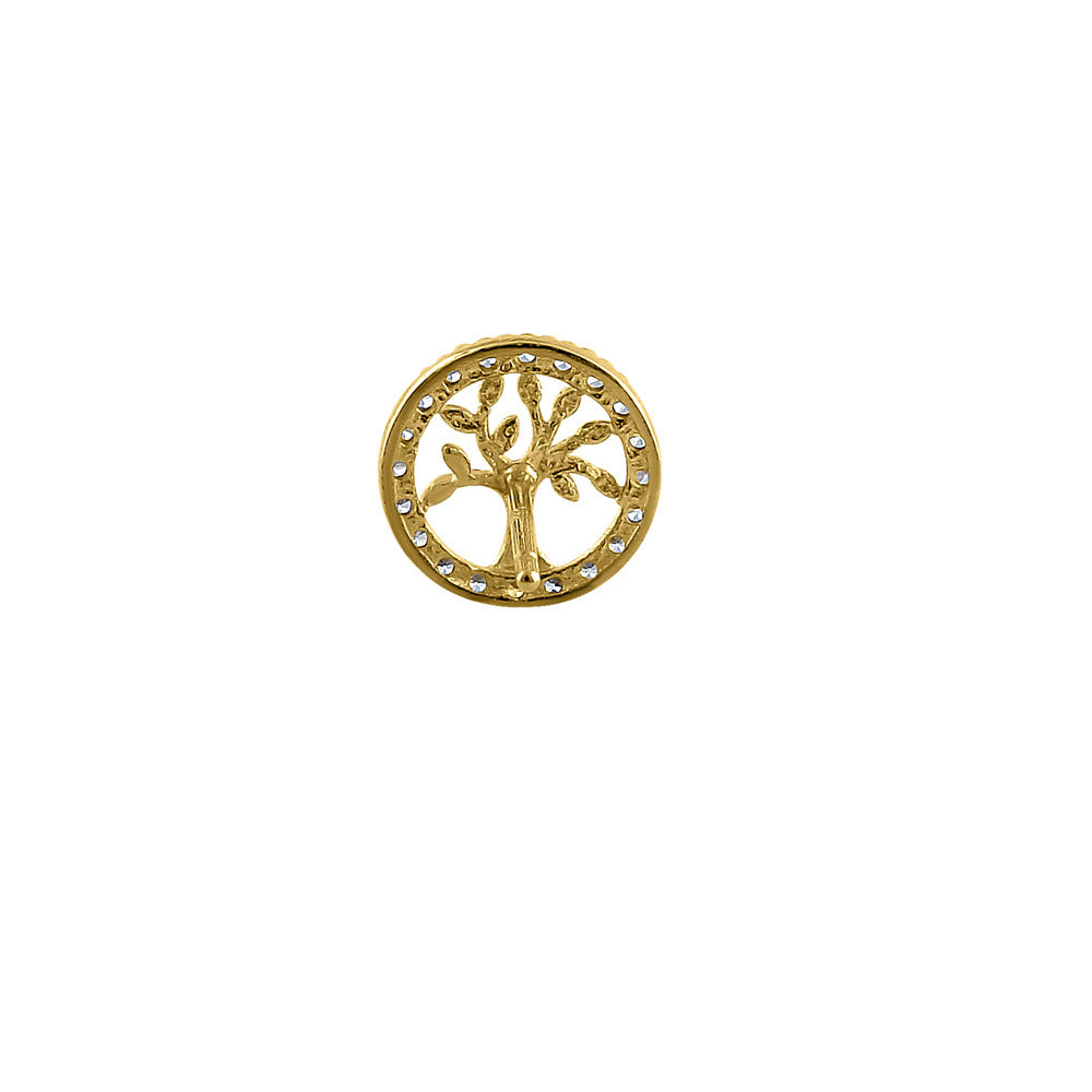 14K Yellow Gold Small Tree of Life CZ Stud Earrings - Dainty Gold Jewelry for Women, Perfect Gift for Birthday, Anniversary & Everyday Wear