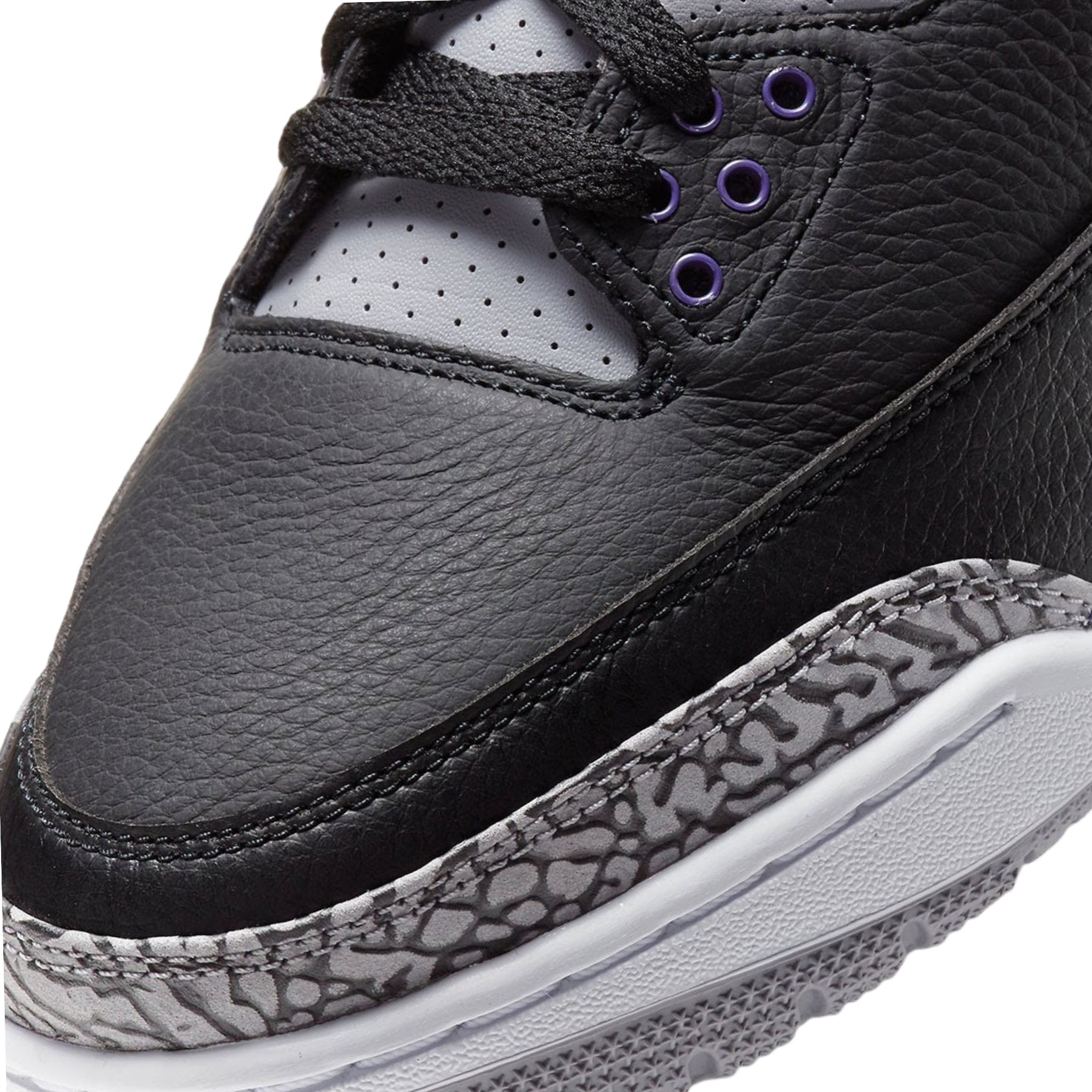 Air Jordan 3 Retro Sneakers - Black Court Purple Cement Grey Basketball Shoes for Men - Perfect for Streetwear, Gym & Casual Outfits