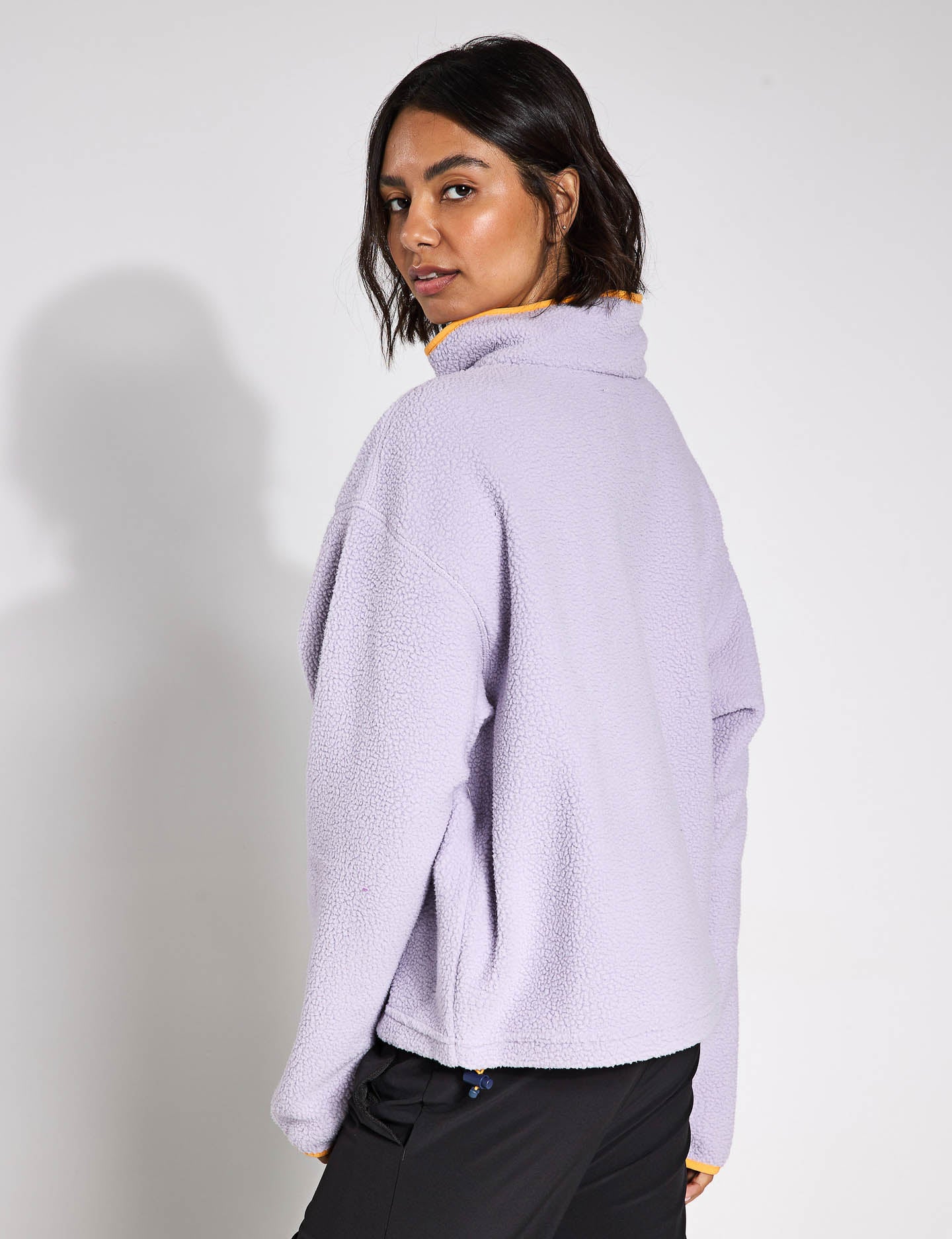 Helvetia II Cropped Sherpa Half Snap Fleece Jacket - Lavender Pearl | Cozy Winter Outerwear for Women | Perfect for Casual Outings & Outdoor Adventures