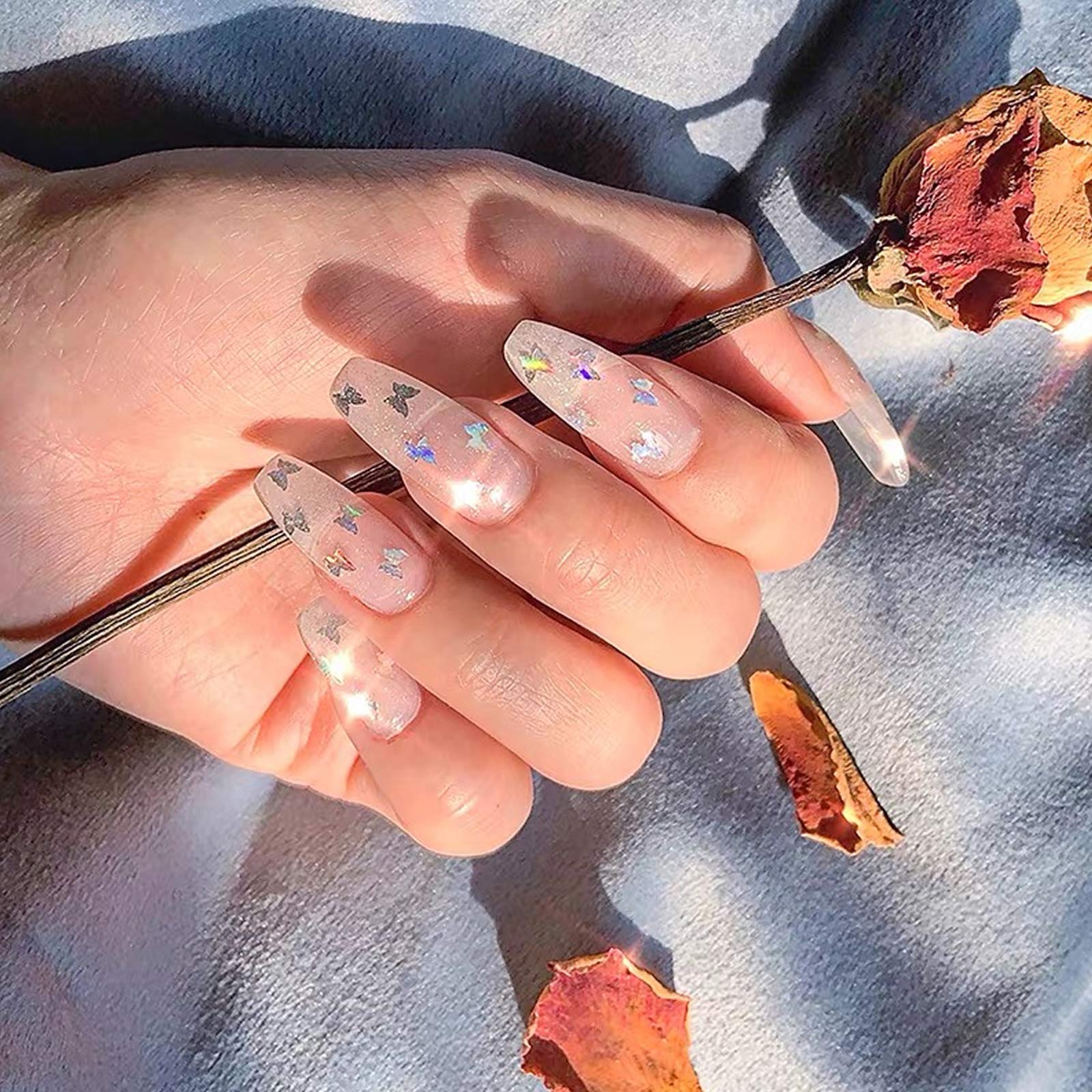 2 Boxes Nail Butterfly Sequins - 3D Nail Art Stickers, Heart Sequins & Letter Decals for Manicure - DIY Nail Supplies for Professional & Home Use - Perfect for Parties, Weddings, and Salon Nail Designs