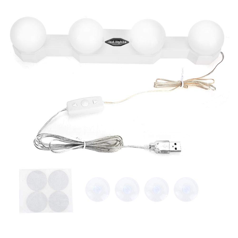 4-Bulb USB Charging LED Vanity Mirror Lights - Adjustable Makeup Mirror Lighting with Fill Light for Bathroom, Dressing Room & Bedroom (Mirror Not Included) - Perfect for Makeup Application, Skincare Routine & Self-Care Moments