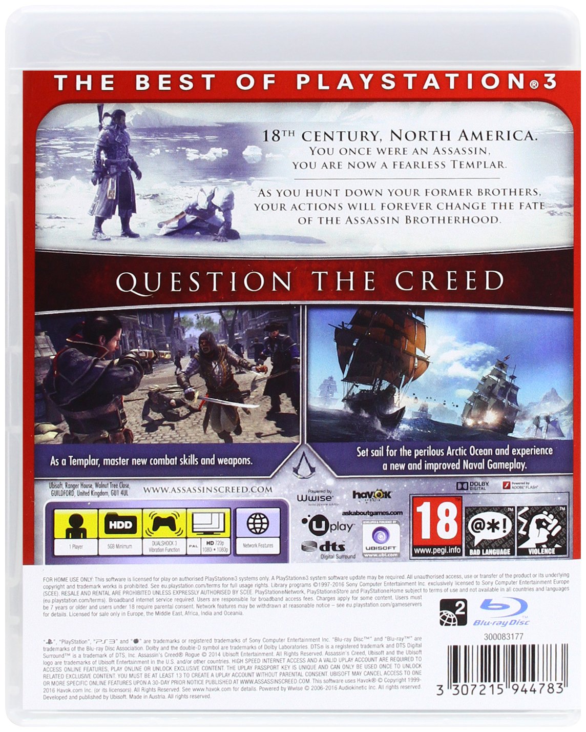 Assassin's Creed Rogue PS3 Game - Playstation 3 Action Adventure Video Game | Perfect for Gaming Enthusiasts & Collectors | Great for Solo Play & Gift Giving
