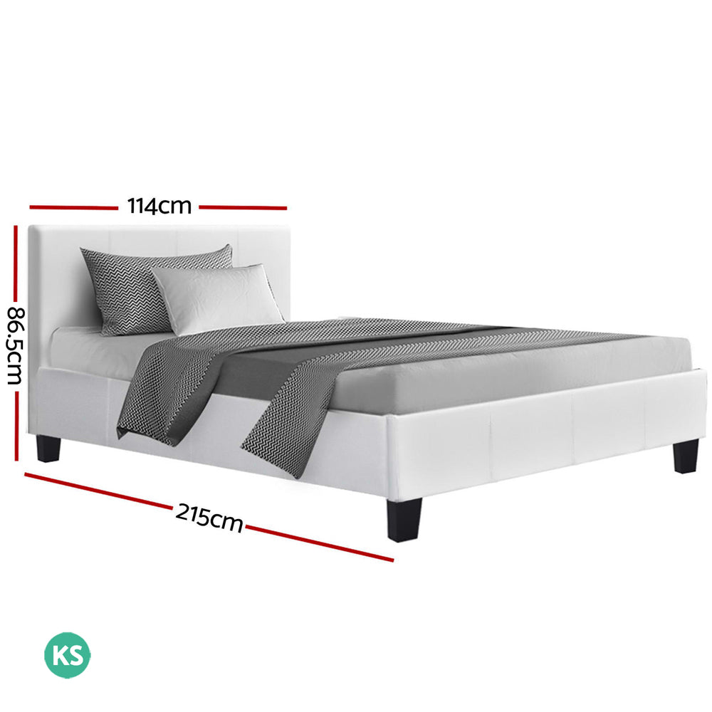 Coogee King Single Bed Frame - White Wooden Platform Bed with Storage, Perfect for Kids Rooms, Guest Bedrooms & Small Spaces