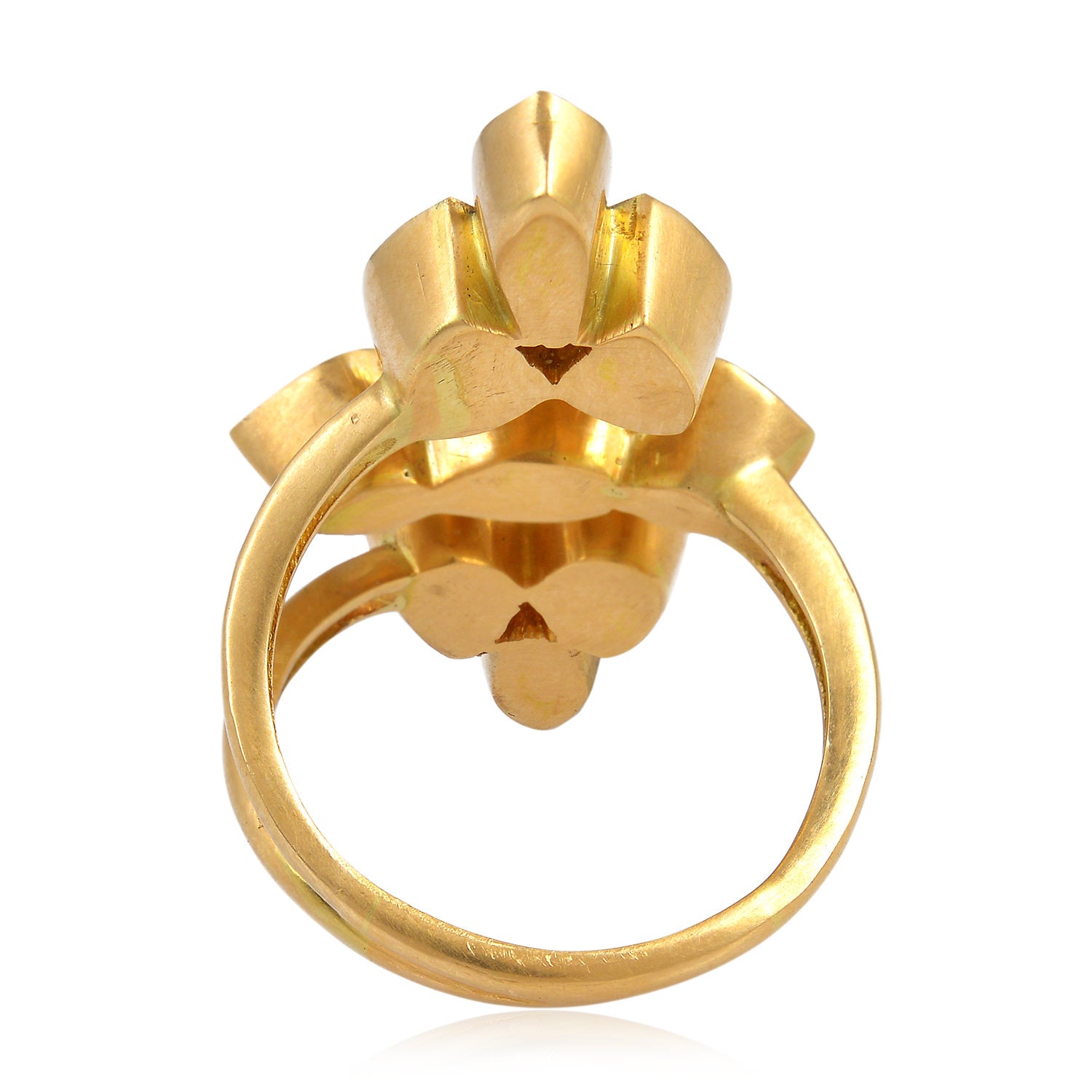 18K Yellow Gold & 925 Silver Bezel Set Uncut Diamond Unique Long Ring for Women - Elegant Statement Jewelry for Weddings, Anniversaries & Special Occasions